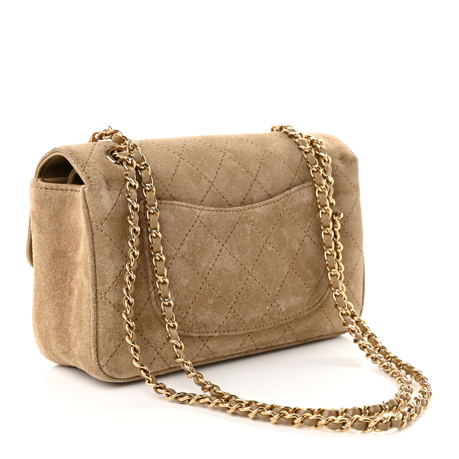 Suede Calfskin Mini Souplissimo Flap Dark Beige — view 3