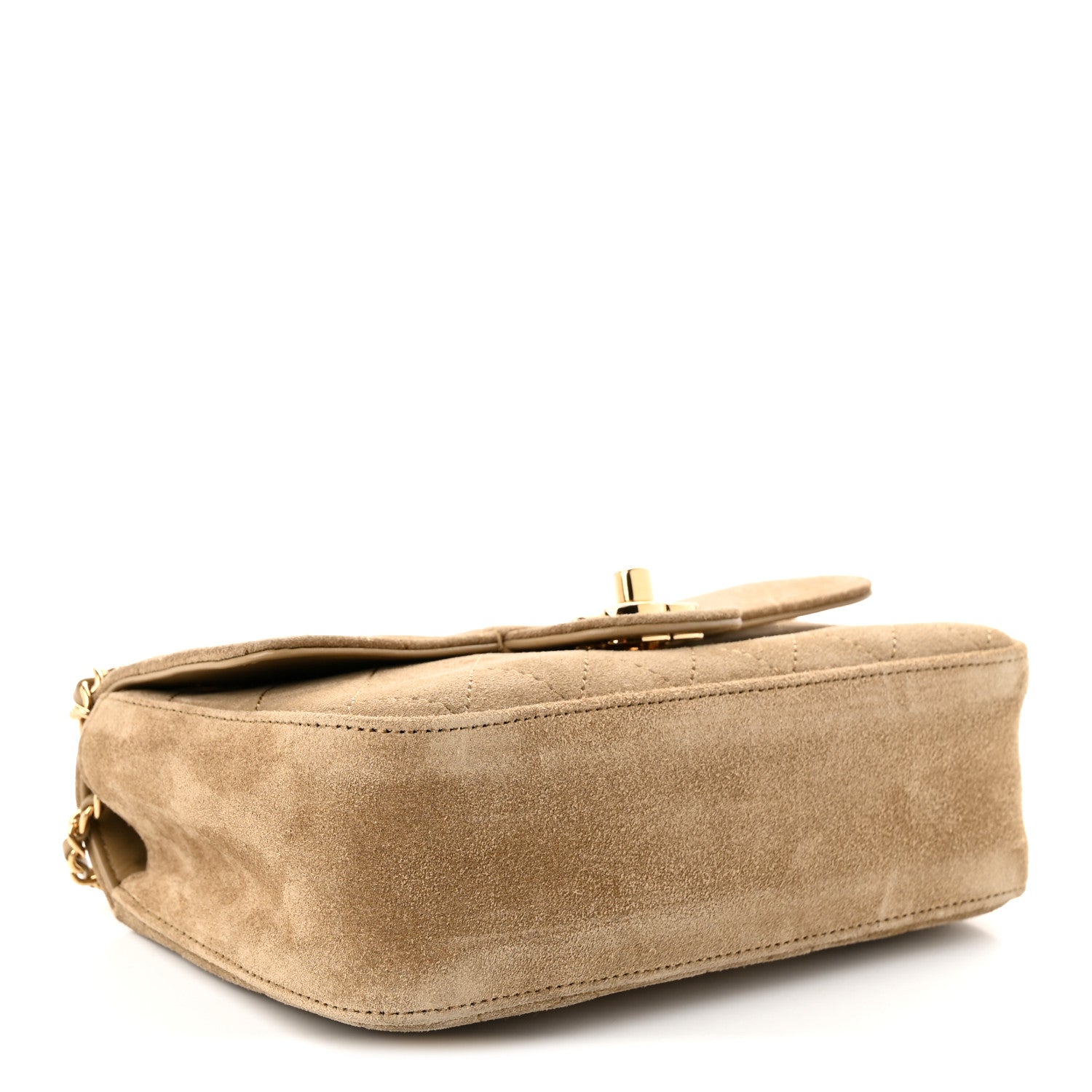 Suede Calfskin Mini Souplissimo Flap Dark Beige — view 4
