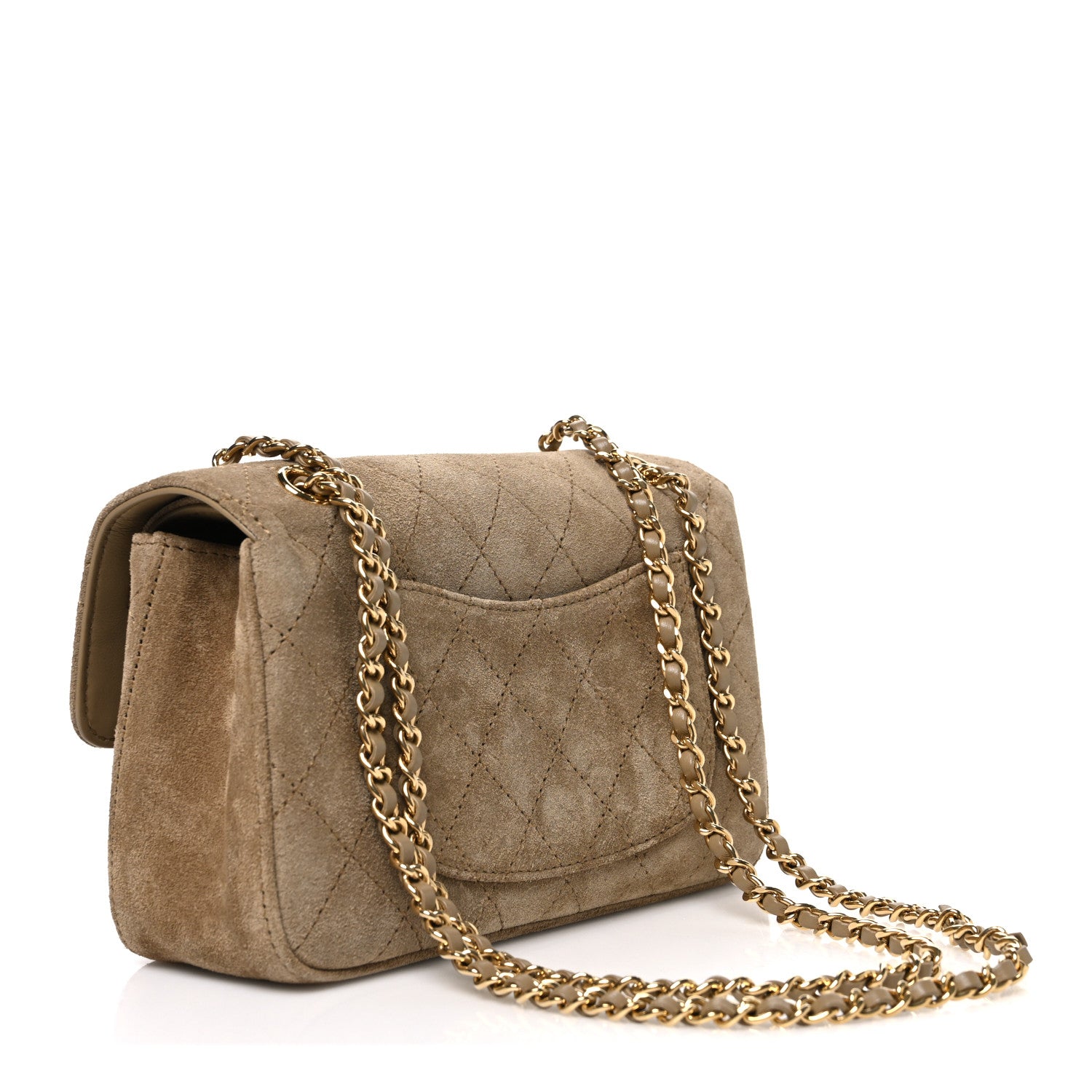 Suede Calfskin Mini Souplissimo Flap Dark Beige — view 3