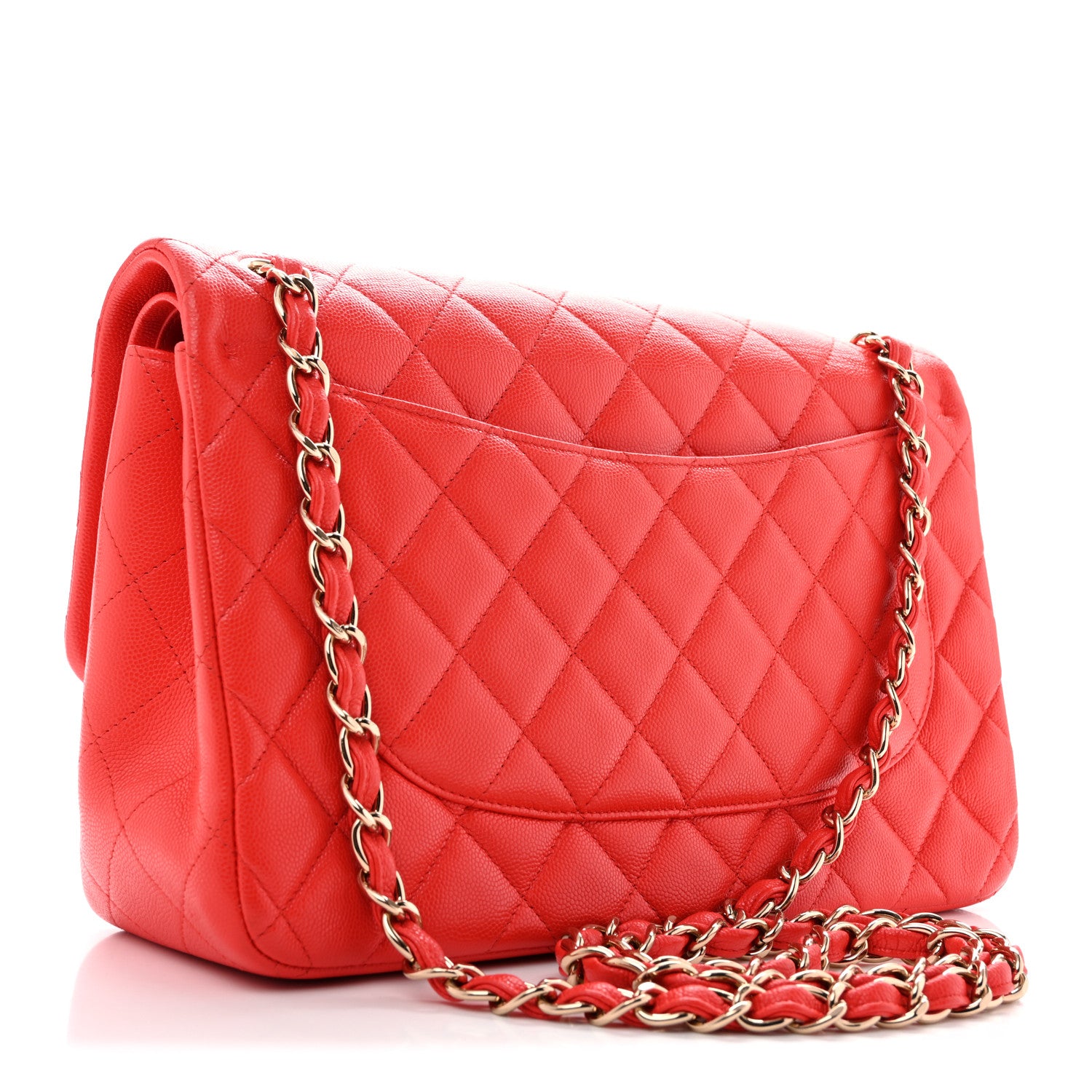 Caviar Quilted Jumbo Double Flap Red — view 3