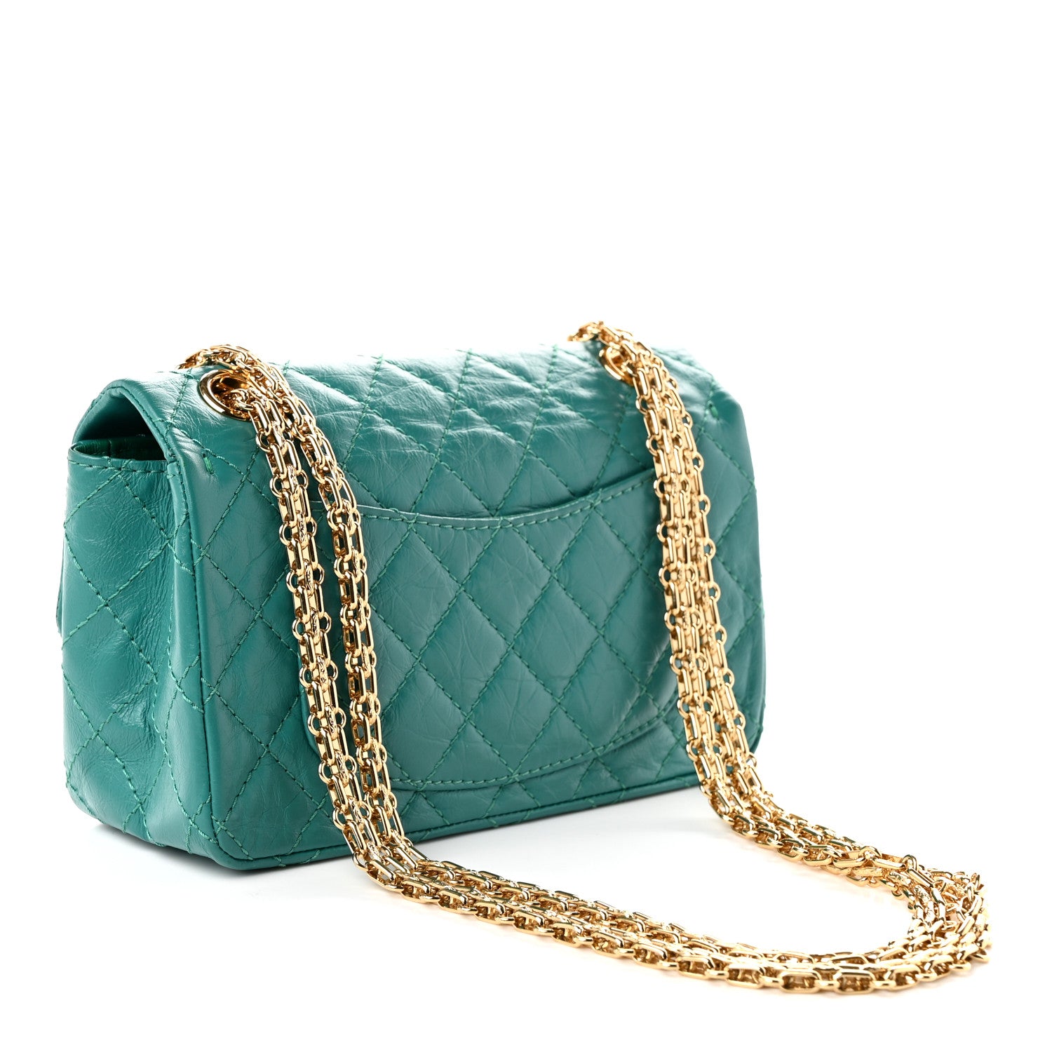Aged Calfskin Quilted 2.55 Reissue Mini Flap Green — view 3