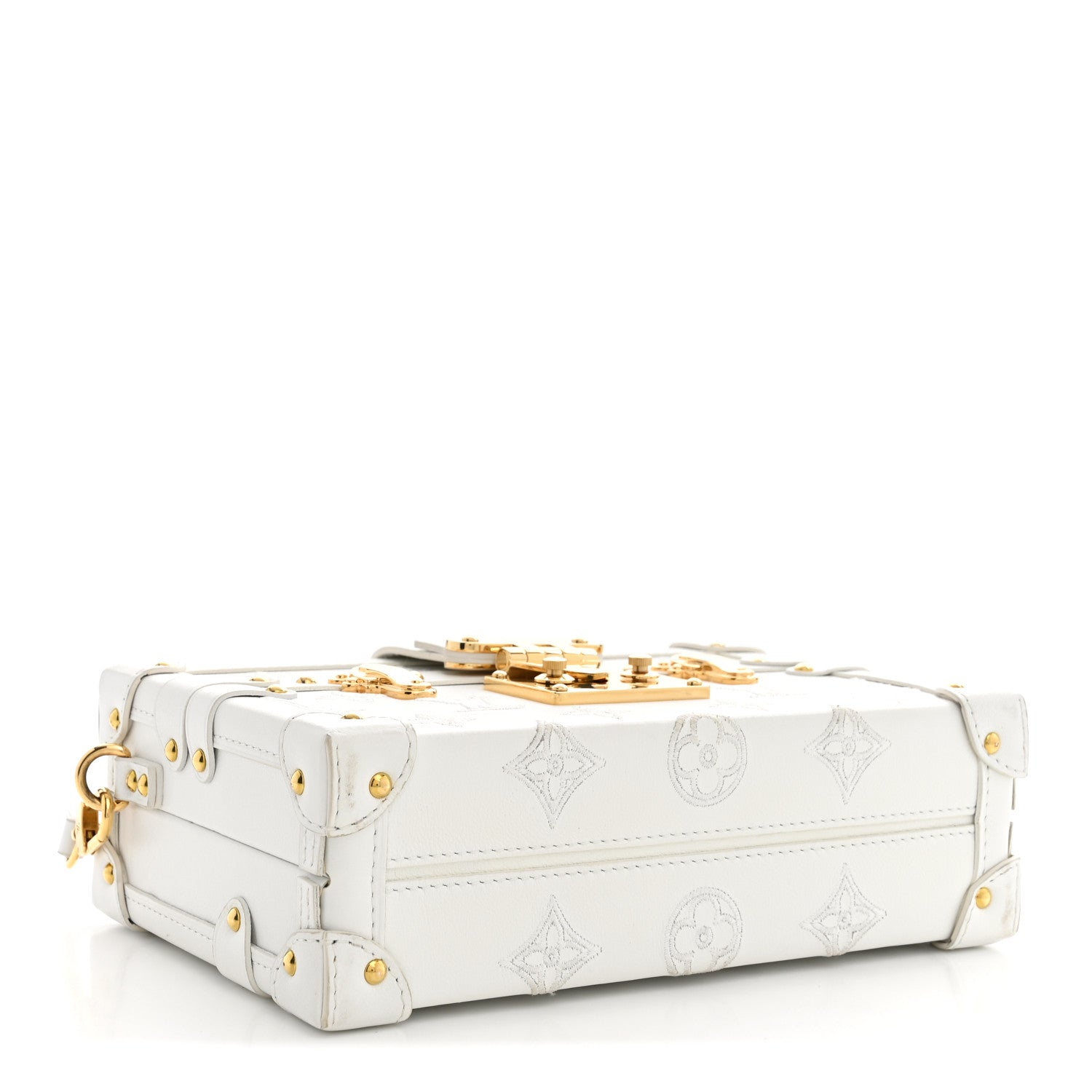 Calfskin Monogram Embroidered Petite Malle White — view 4
