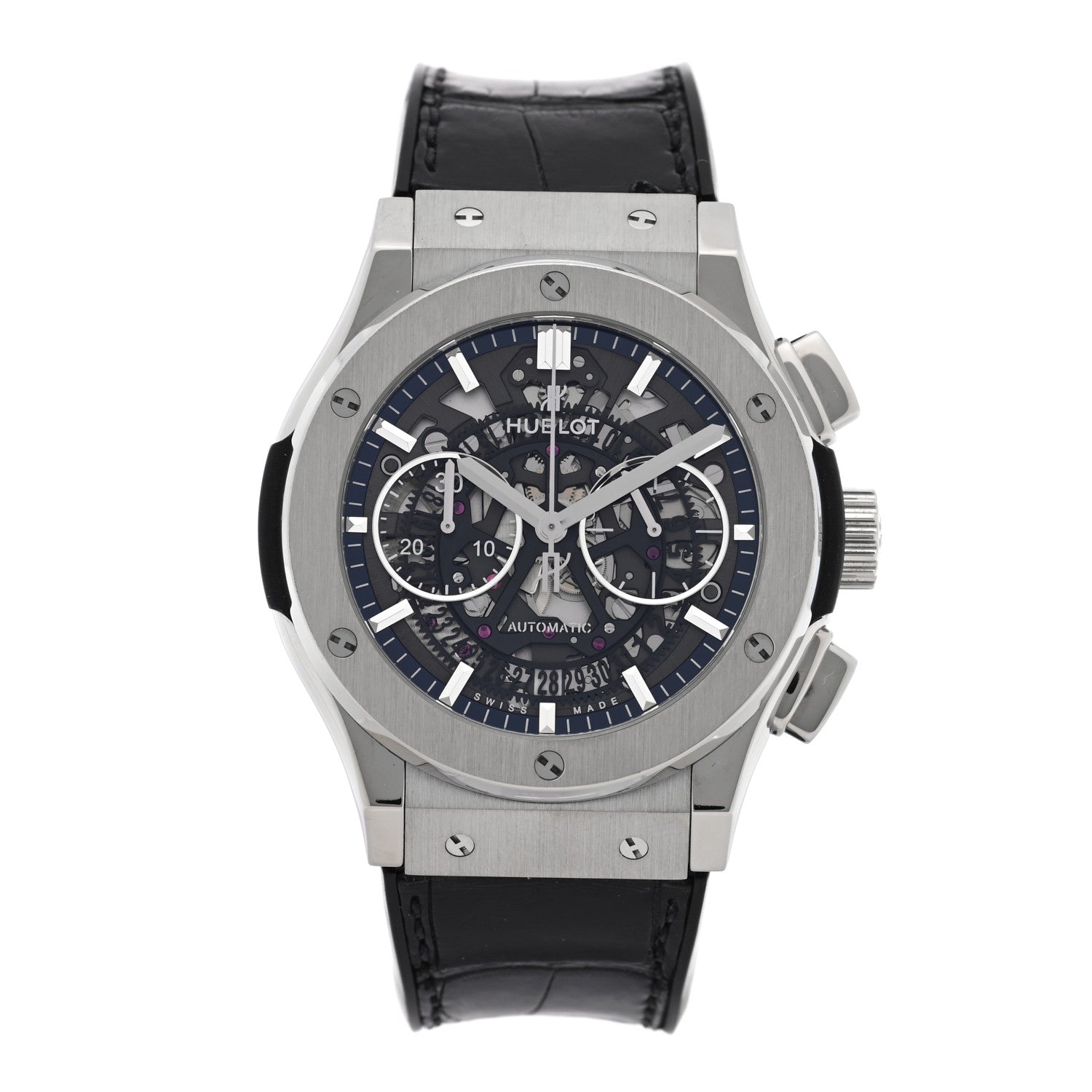 Titanium Alligator 45mm Classic Fusion Aerofusion Chronograph Automatic Watch Black 525.NX.0170.LR