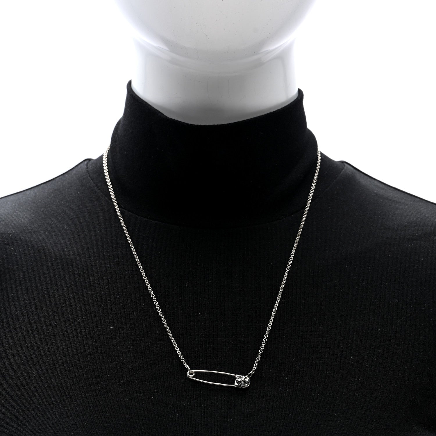 Sterling Silver Safety Pin Pendant Necklace — view 3
