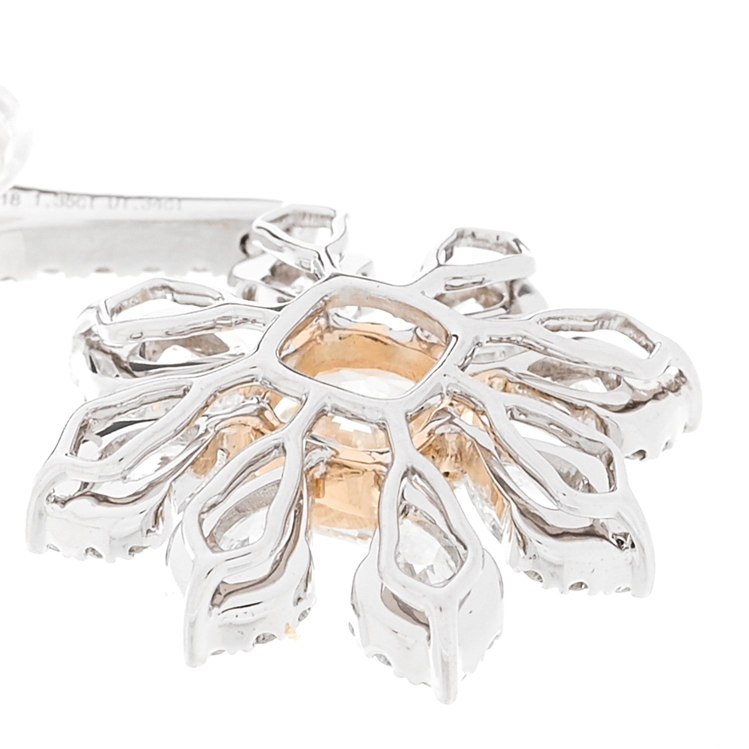18K White Yellow Gold Diamond 5.32ctw Flower Drop Earrings — view 4