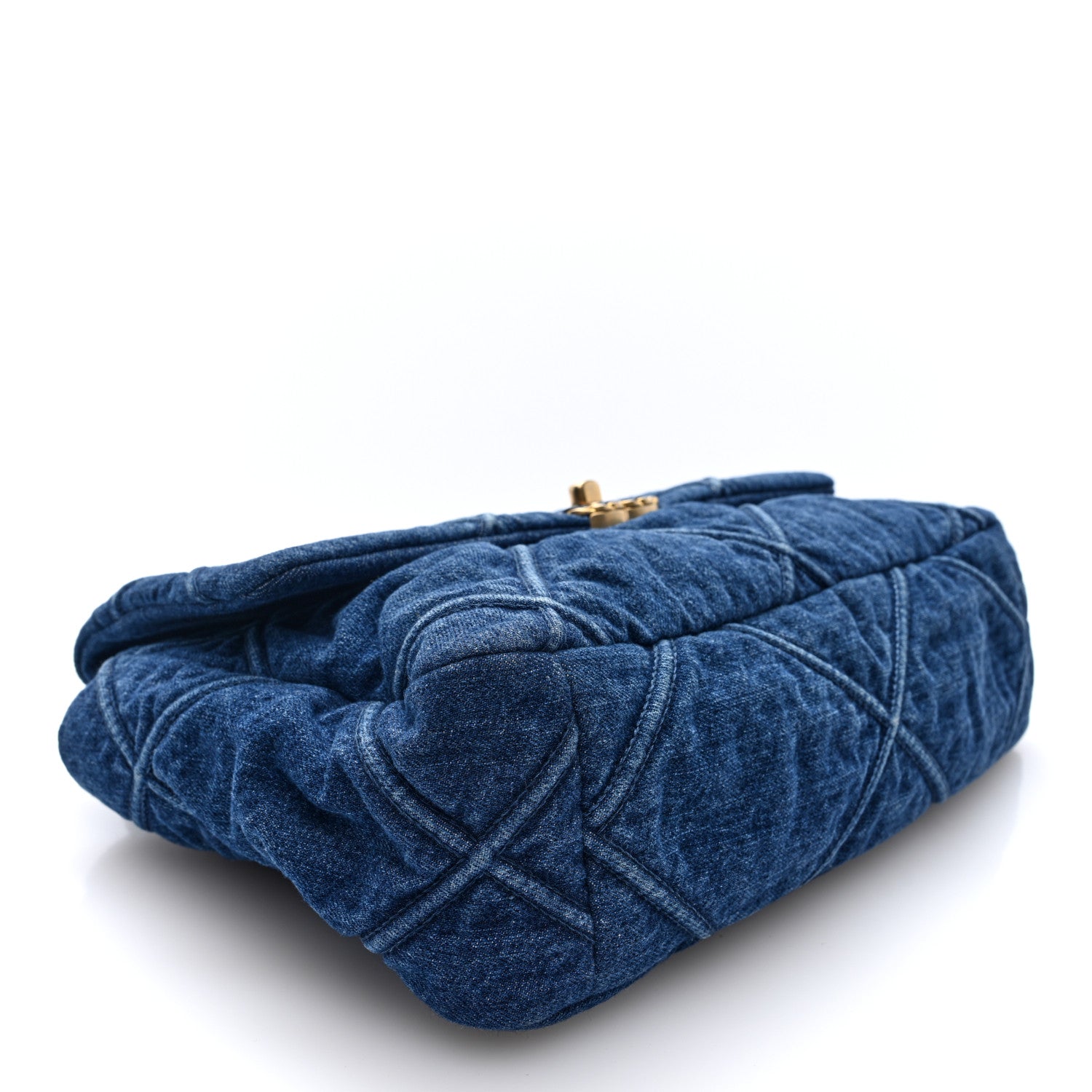 Denim Quilted Large Chanel 19 Flap Blue — view 4