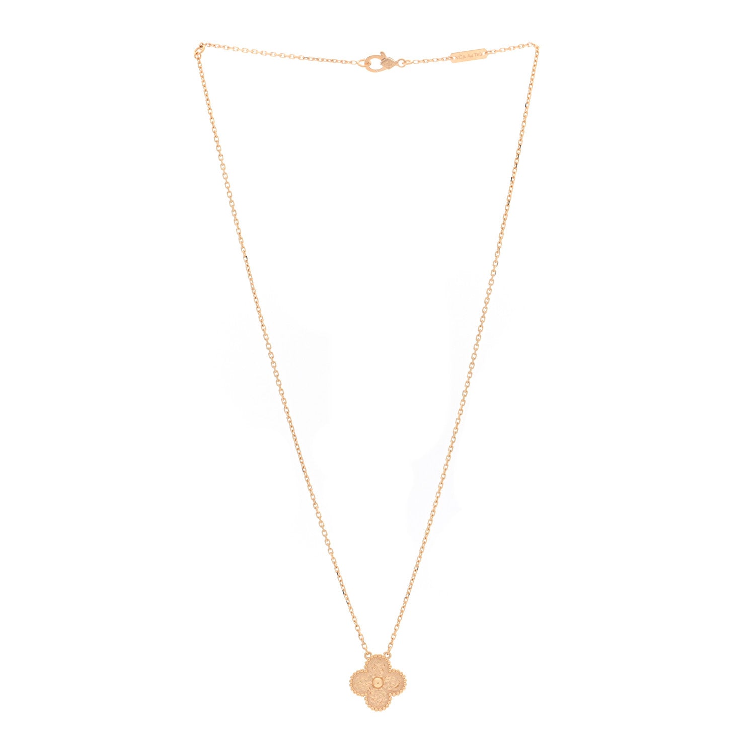 18K Yellow Gold Vintage Alhambra Pendant Necklace — view 3