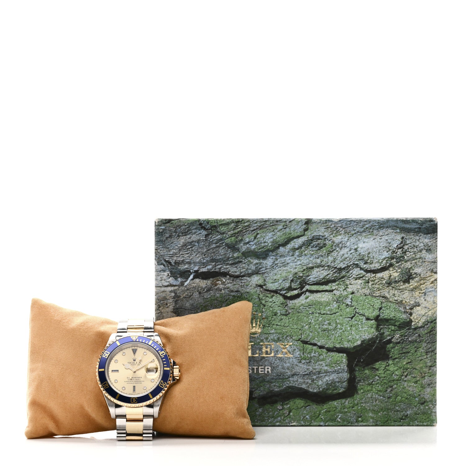 Stainless Steel 18K Yellow Gold Diamond Blue Sapphire 40mm Submariner Date Watch Champagne 16613 — view 5