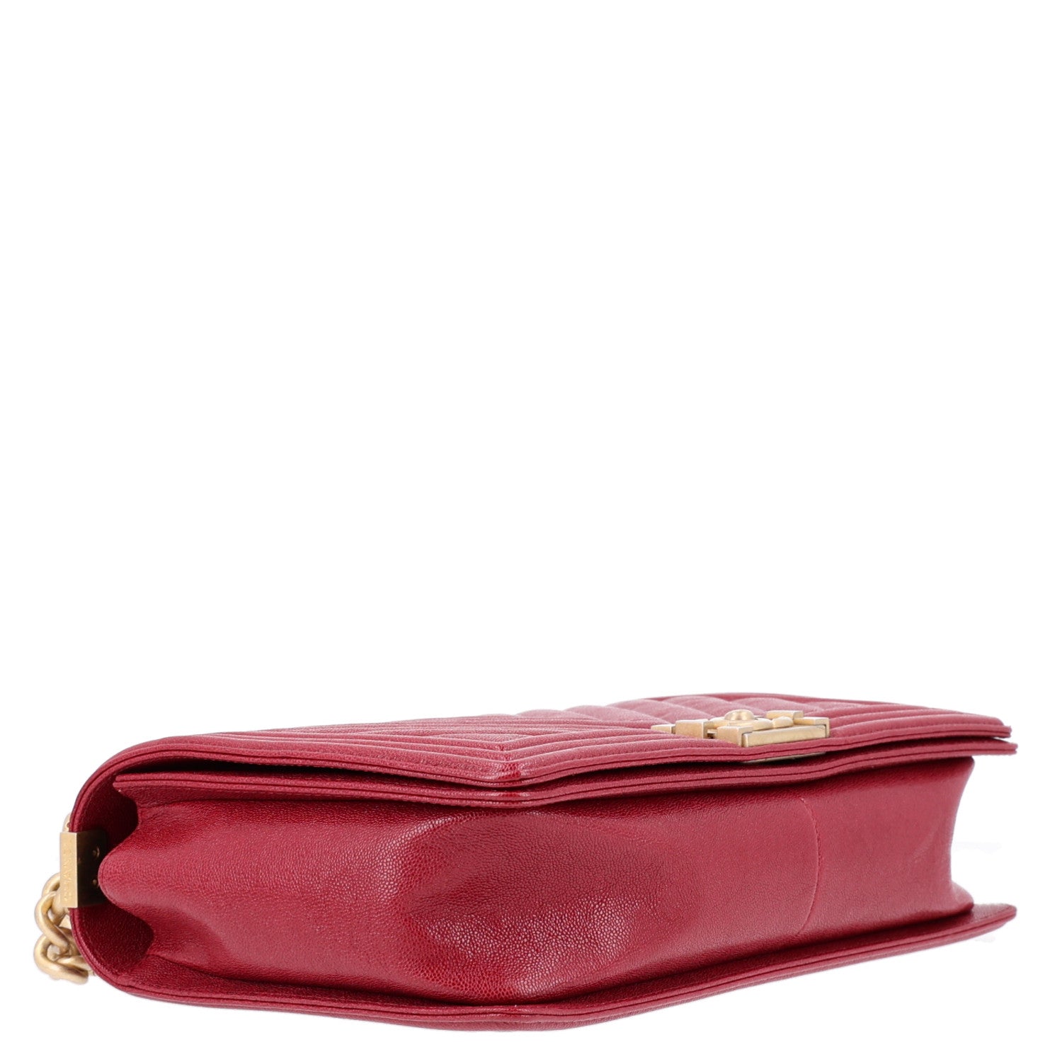 Caviar Chevron Quilted Medium Boy Flap Red — view 4