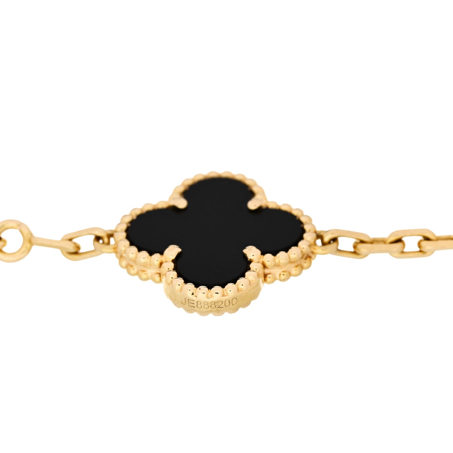 18K Yellow Gold Black Onyx 5 Motifs Vintage Alhambra Bracelet — view 3