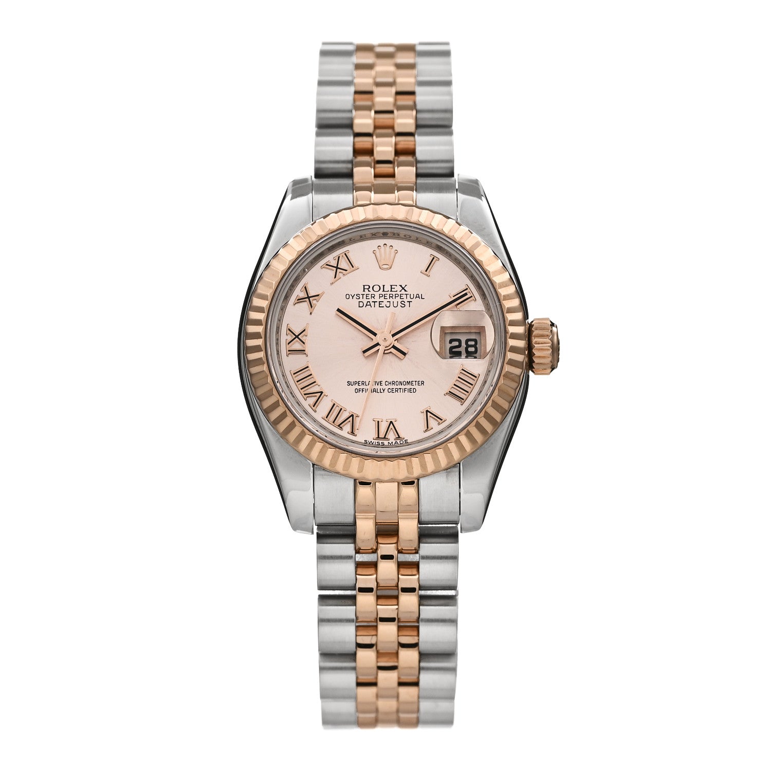Stainless Steel 18K Everose Gold 26mm Oyster Perpetual Datejust Watch Pink Roman 179171