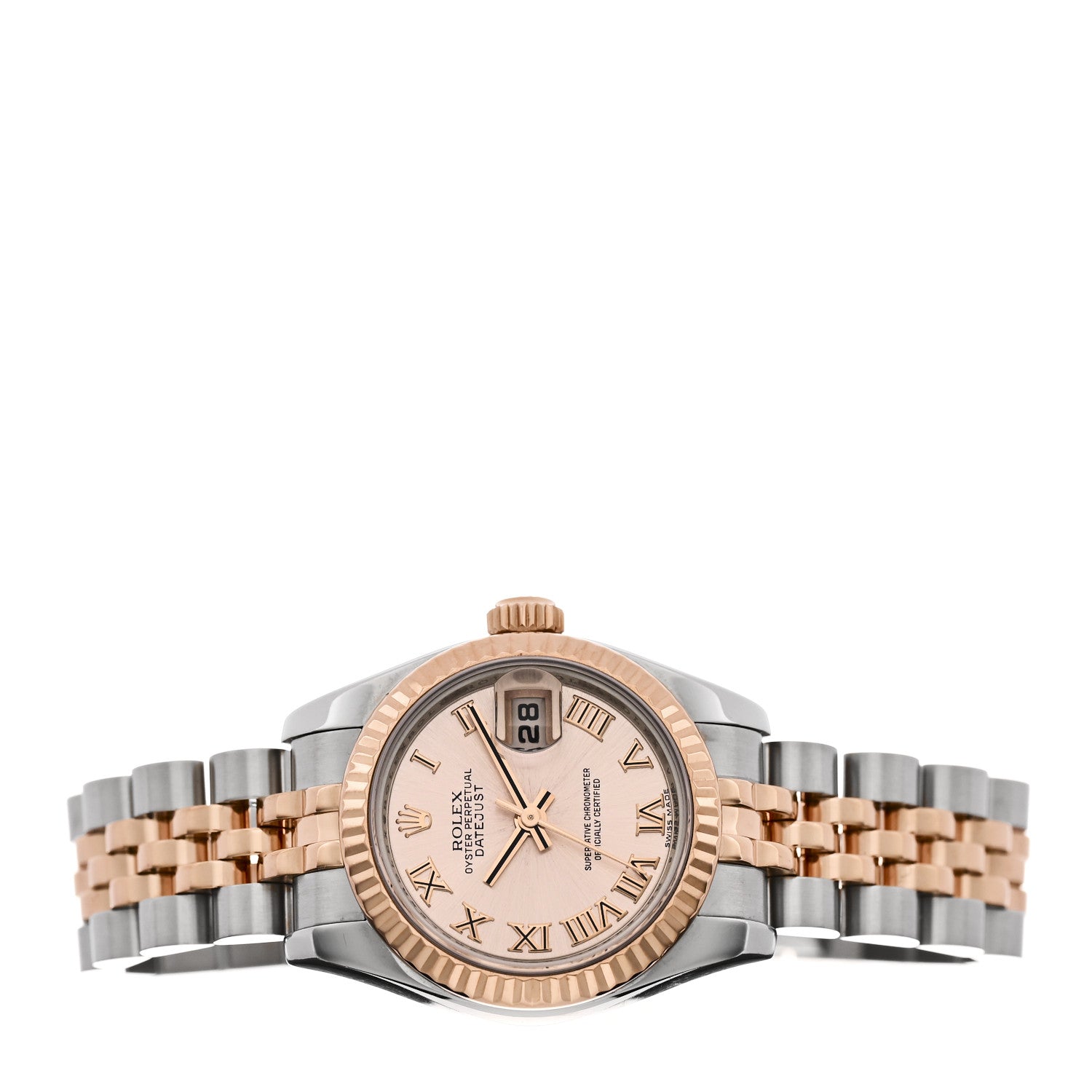 Stainless Steel 18K Everose Gold 26mm Oyster Perpetual Datejust Watch Pink Roman 179171 — view 2