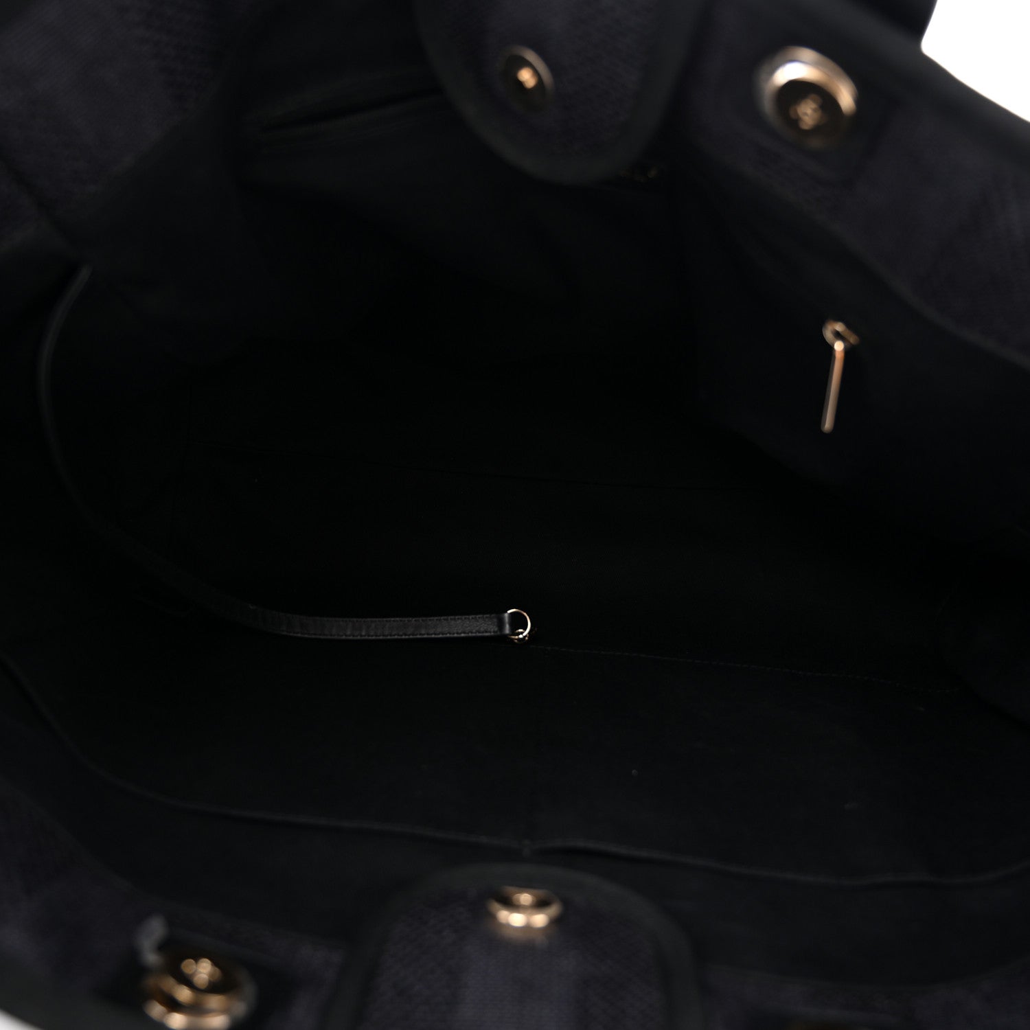 Mixed Fibers Calfskin Striped Large Deauville Tote Black — view 5