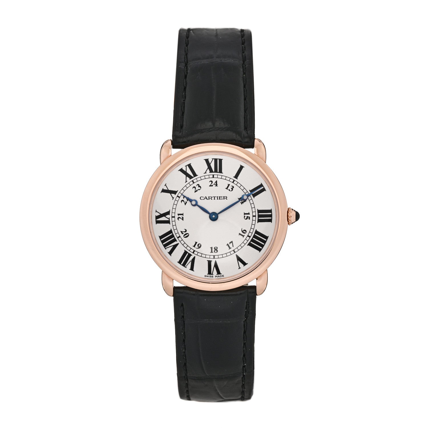 18K Pink Gold Alligator 36mm Ronde Louis Manual Winding Watch Black