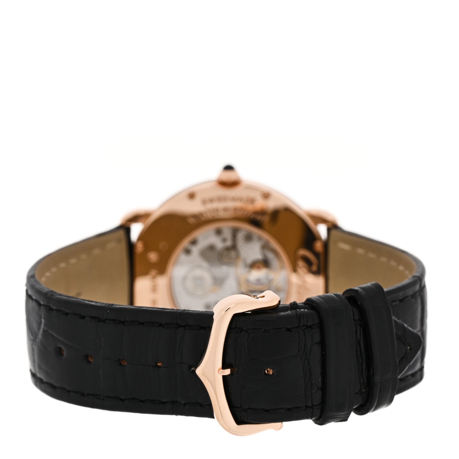 18K Pink Gold Alligator 36mm Ronde Louis Manual Winding Watch Black — view 3