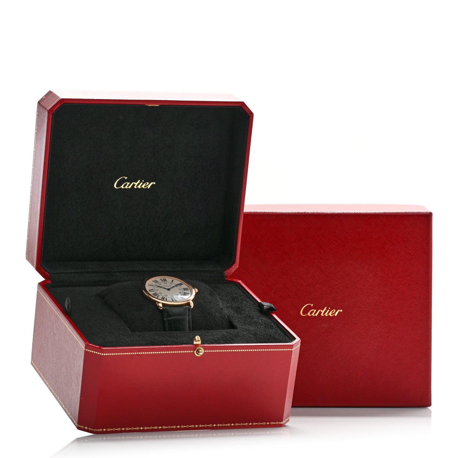18K Pink Gold Alligator 36mm Ronde Louis Manual Winding Watch Black — view 5