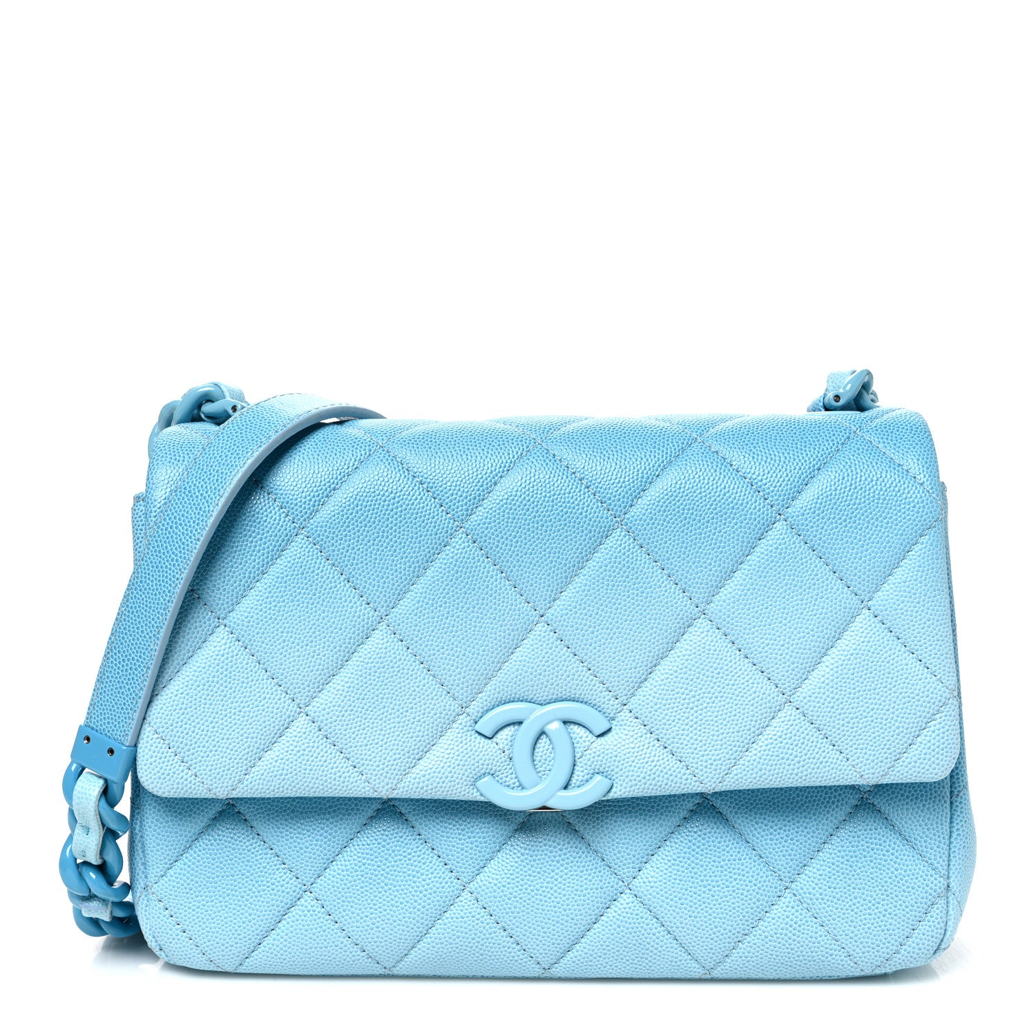 Shaded Caviar Quilted My Everything Flap Light Blue — view 1