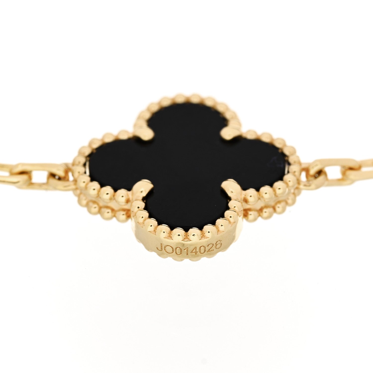 18K Yellow Gold Black Onyx 5 Motifs Vintage Alhambra Bracelet — view 3