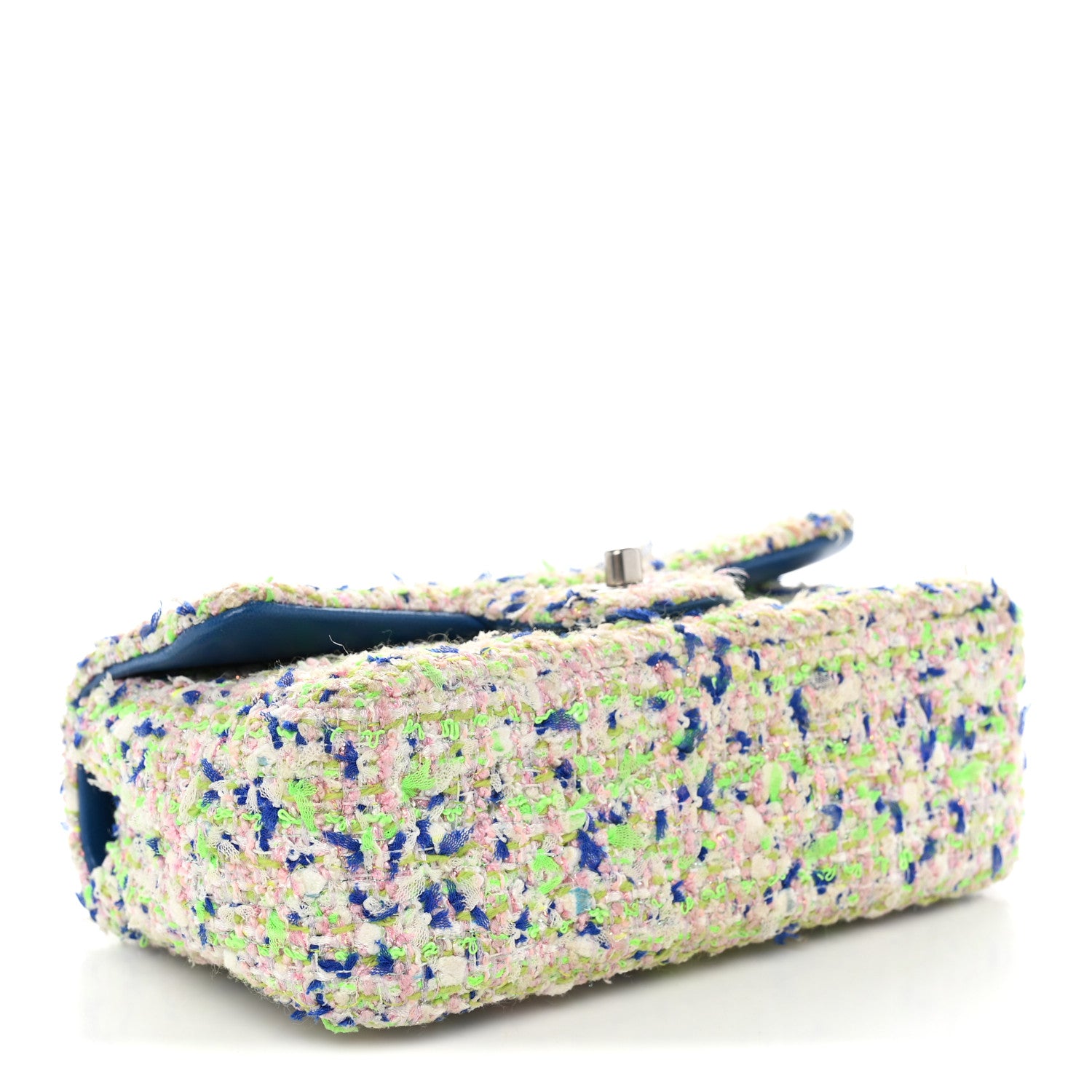 Tweed Quilted Mini Rectangular Flap Blue White Green — view 4
