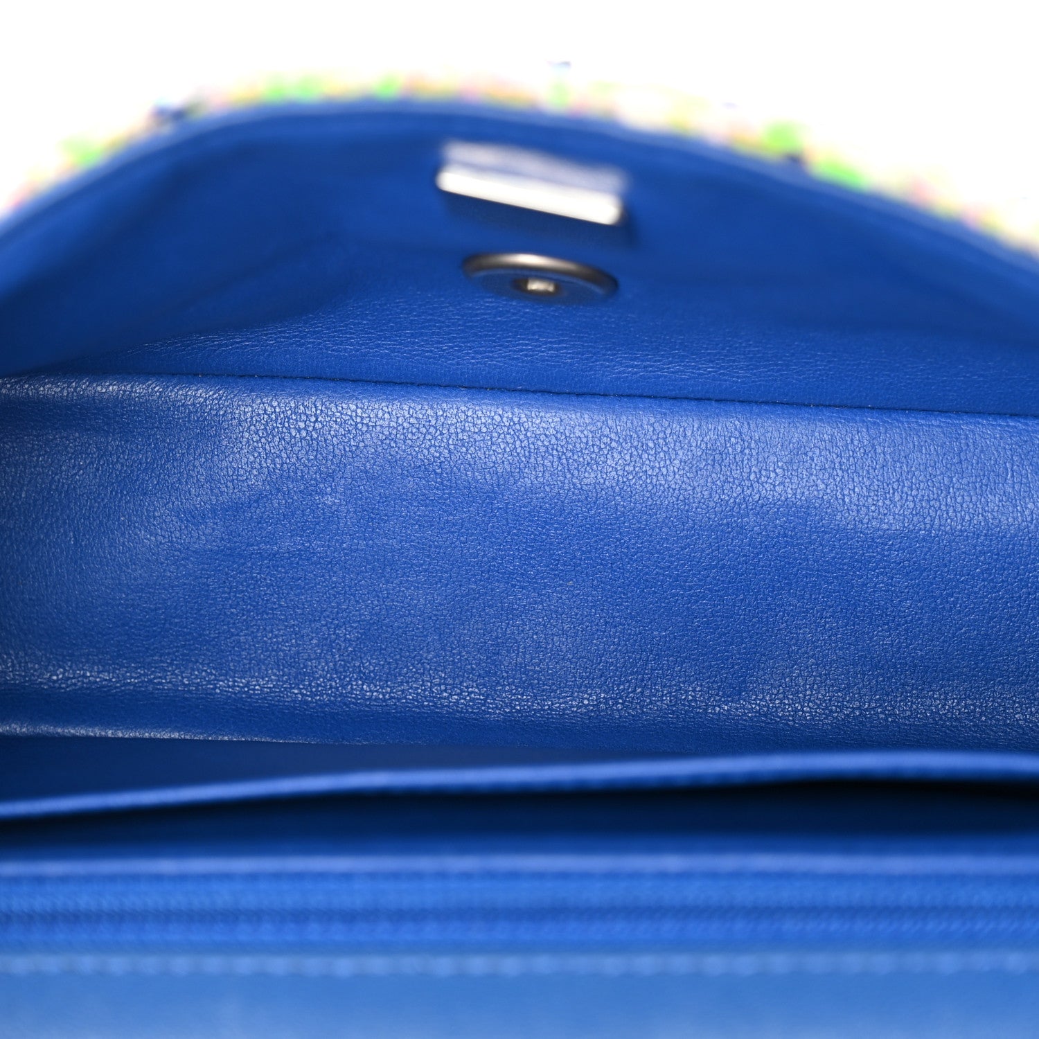 Tweed Quilted Mini Rectangular Flap Blue White Green — view 5
