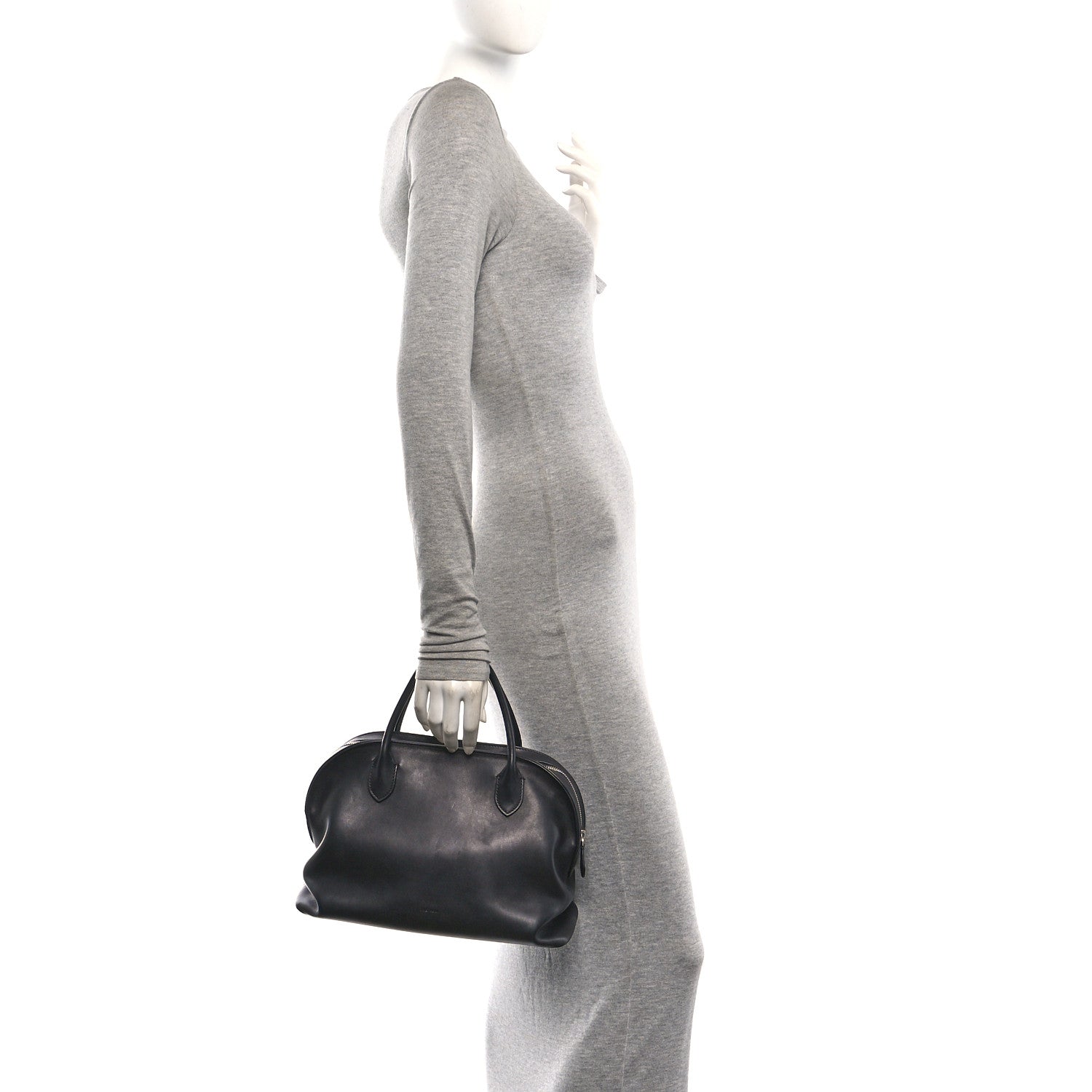 Polished Saddle Calfskin Agnes Bag Black — view 2