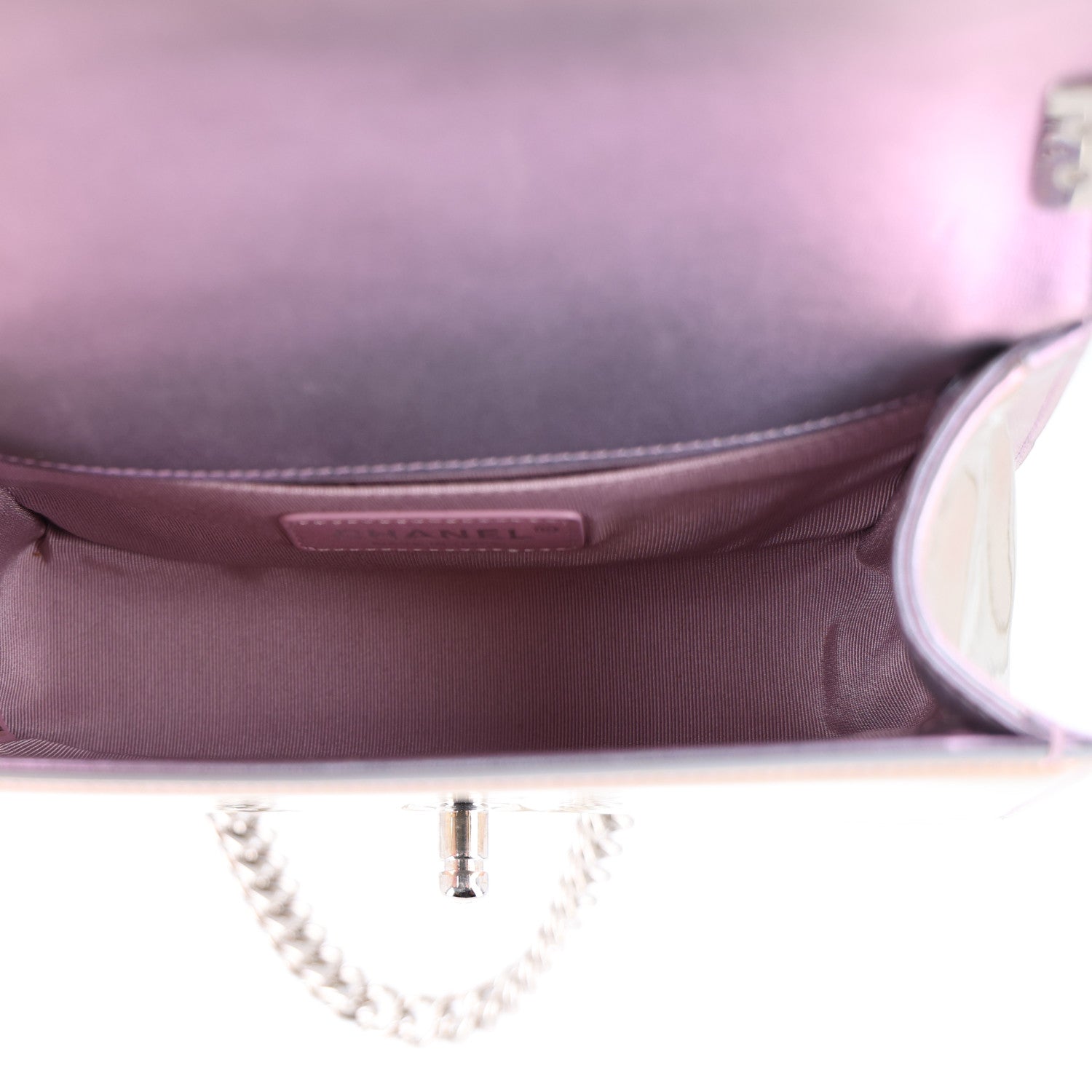 Iridescent Patent Calfskin PVC Quilted Small Boy Flap Light Purple — view 5