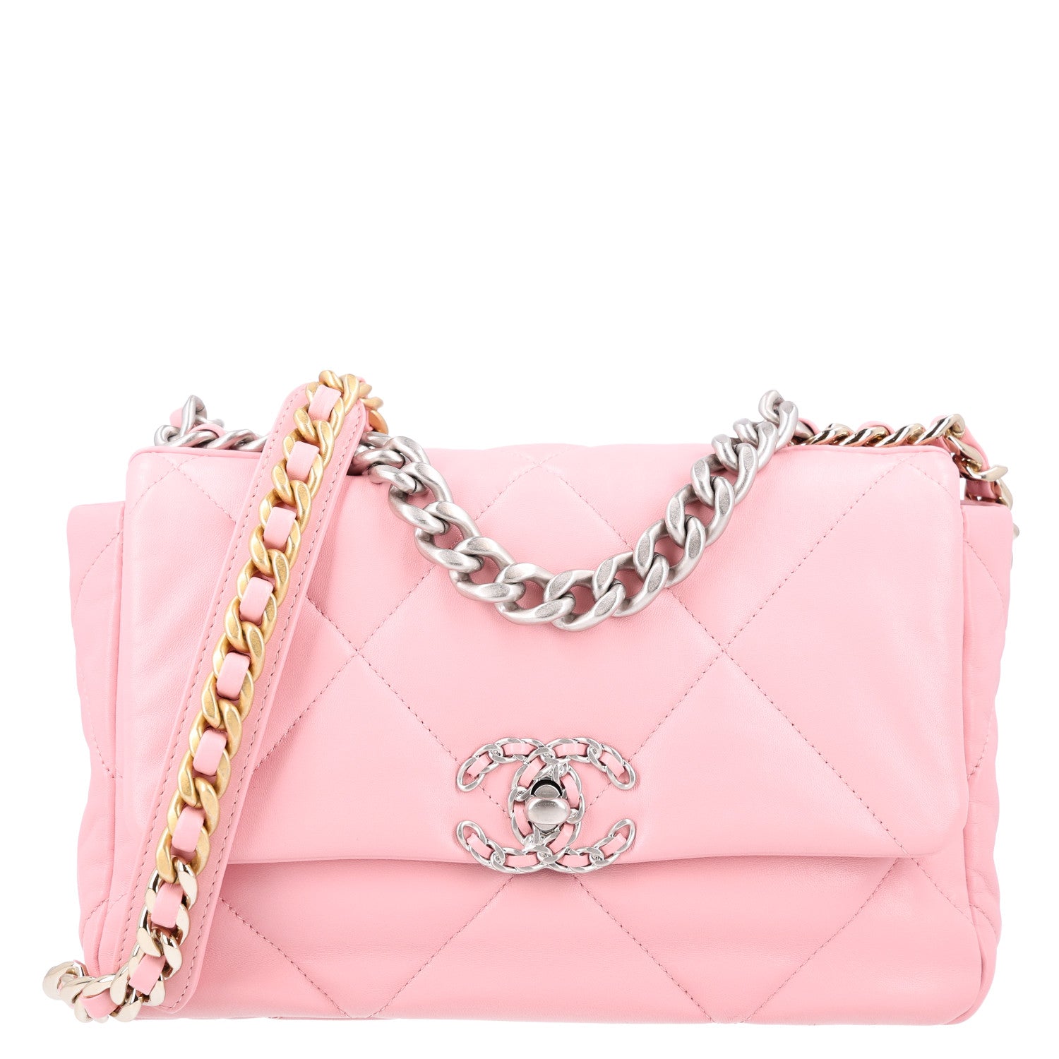 Lambskin Quilted Medium Chanel 19 Flap Light Pink