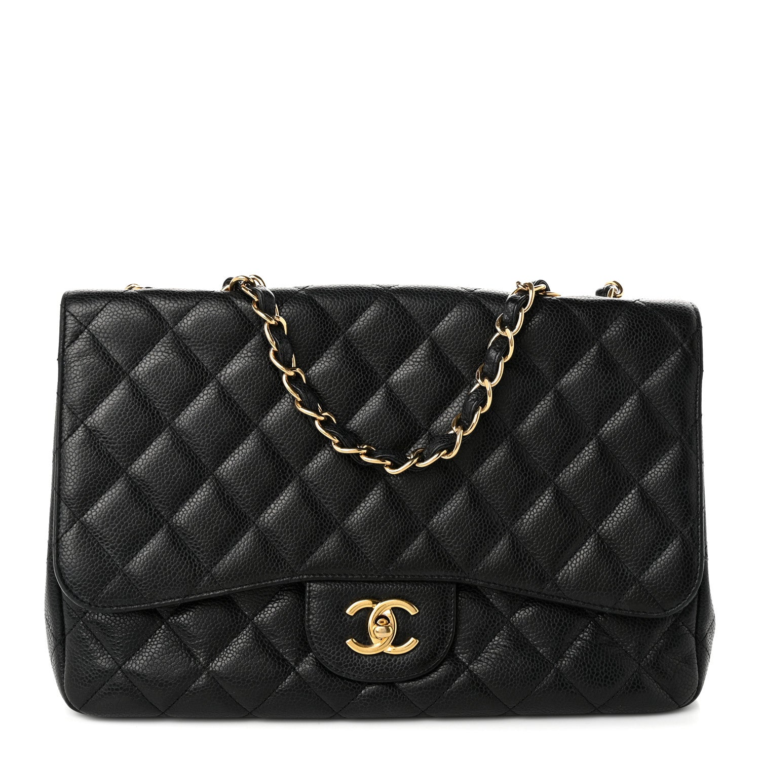 Caviar Quilted Jumbo Single Flap Black