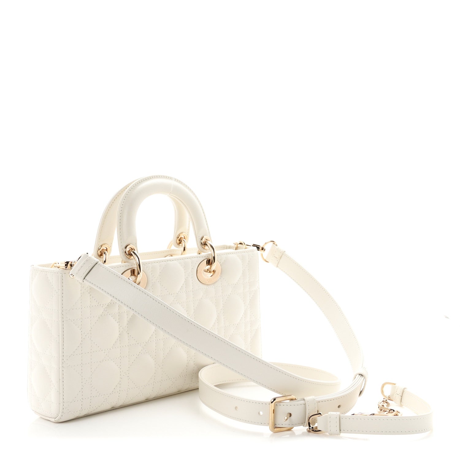 Lambskin Cannage Medium Lady D-Joy White — view 3