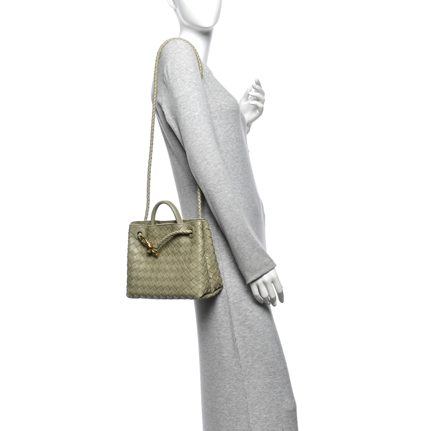 Nappa Intrecciato Small Andiamo Shoulder Bag Travertine — view 2