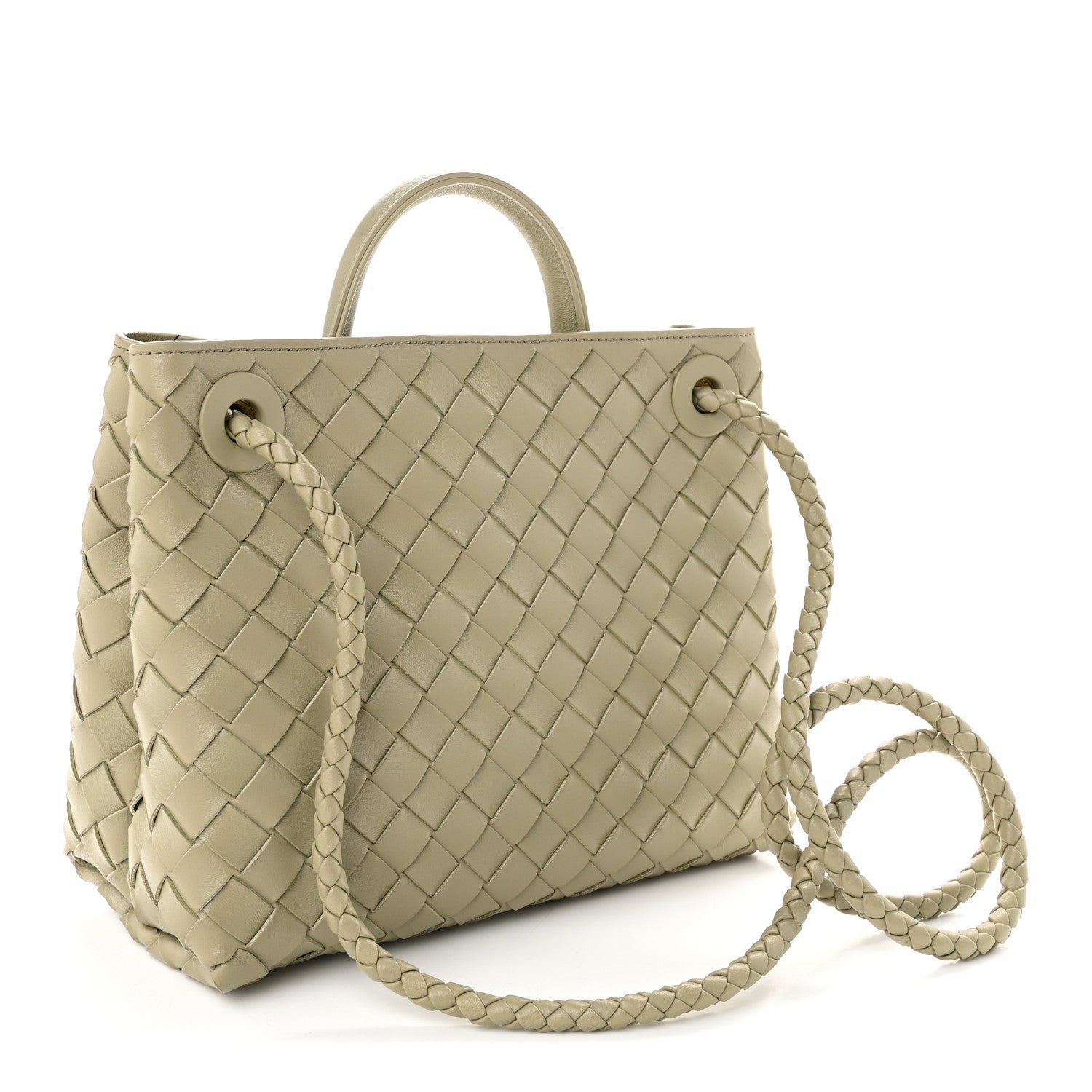 Nappa Intrecciato Small Andiamo Shoulder Bag Travertine — view 3