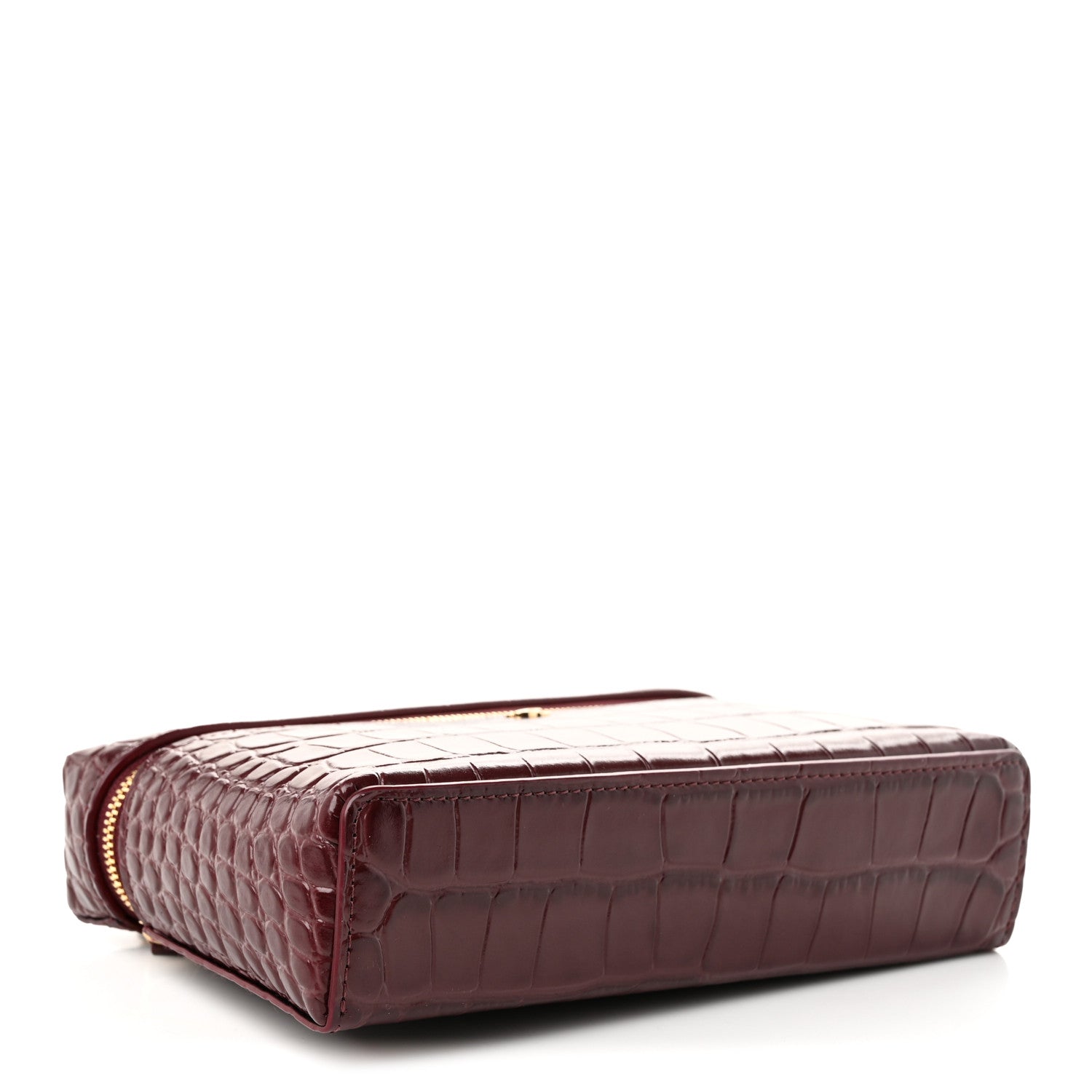 Calfskin Crocodile Embossed Crococo Exoticoco Vanity With Chain Dark Burgundy — view 4
