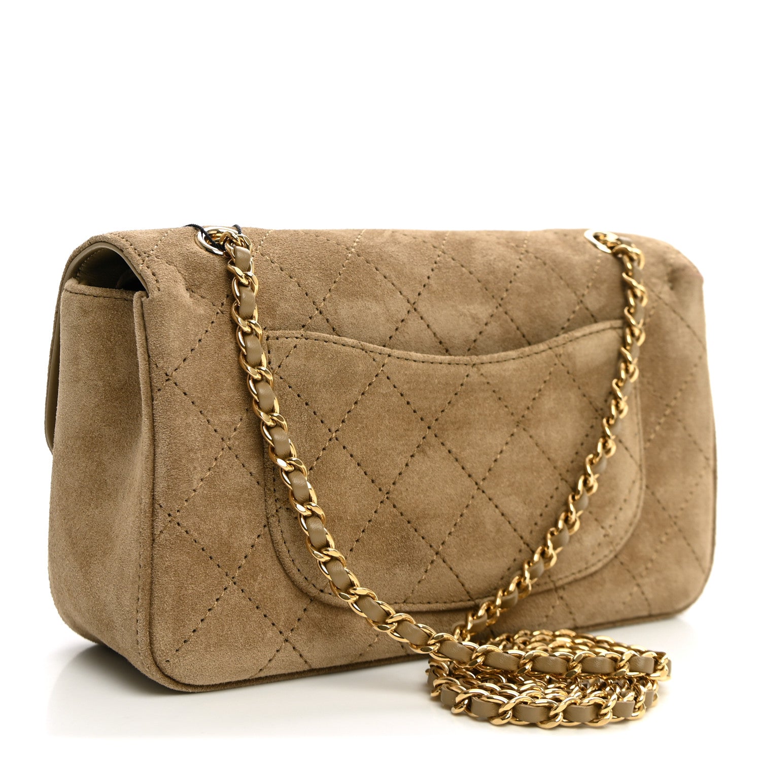 Suede Calfskin Mini Souplissimo Flap Dark Beige — view 3