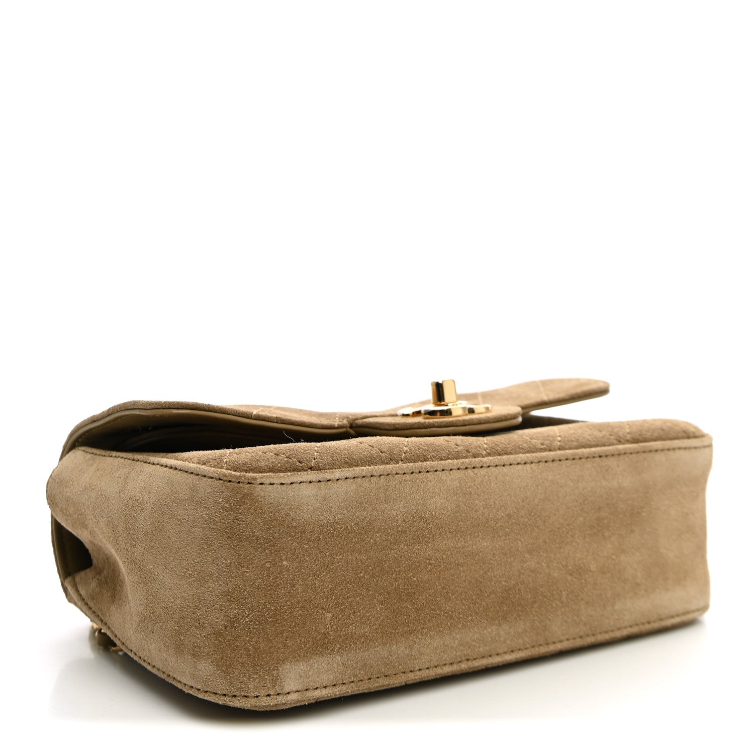 Suede Calfskin Mini Souplissimo Flap Dark Beige — view 4