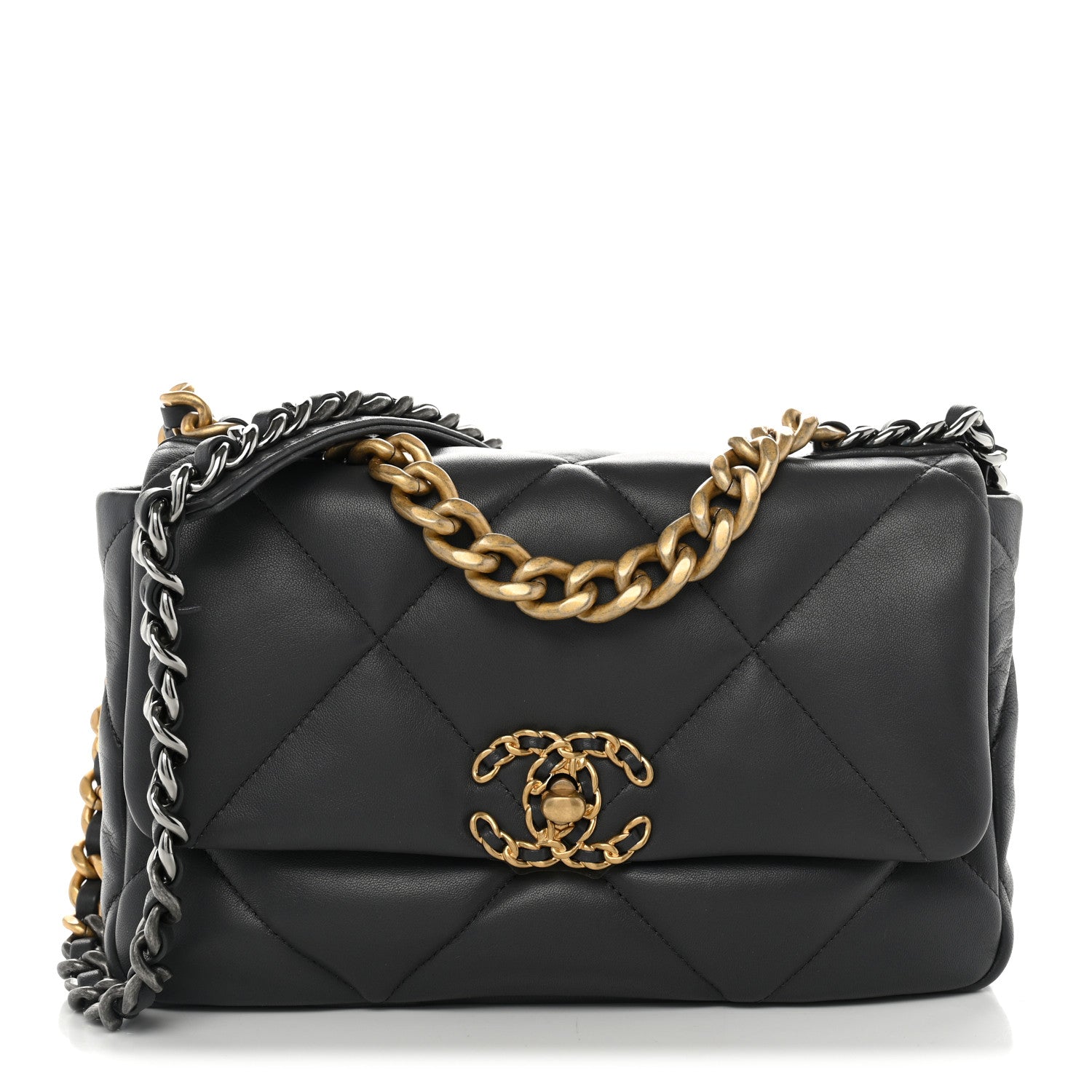 Lambskin Quilted Medium Chanel 19 Flap Dark Grey