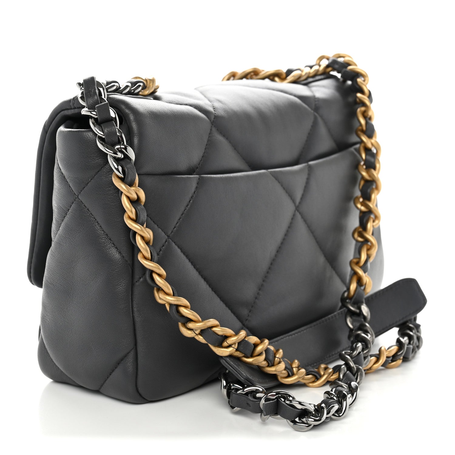 Lambskin Quilted Medium Chanel 19 Flap Dark Grey — view 3