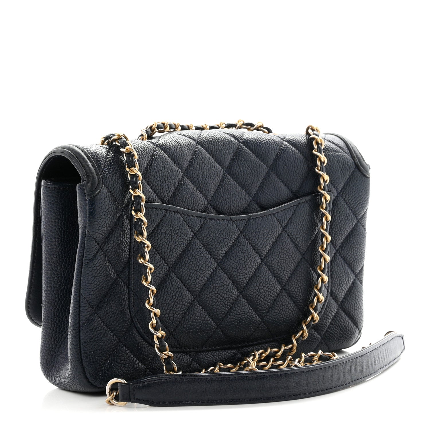 Caviar Quilted Small CC Filigree Flap Navy Black — view 3