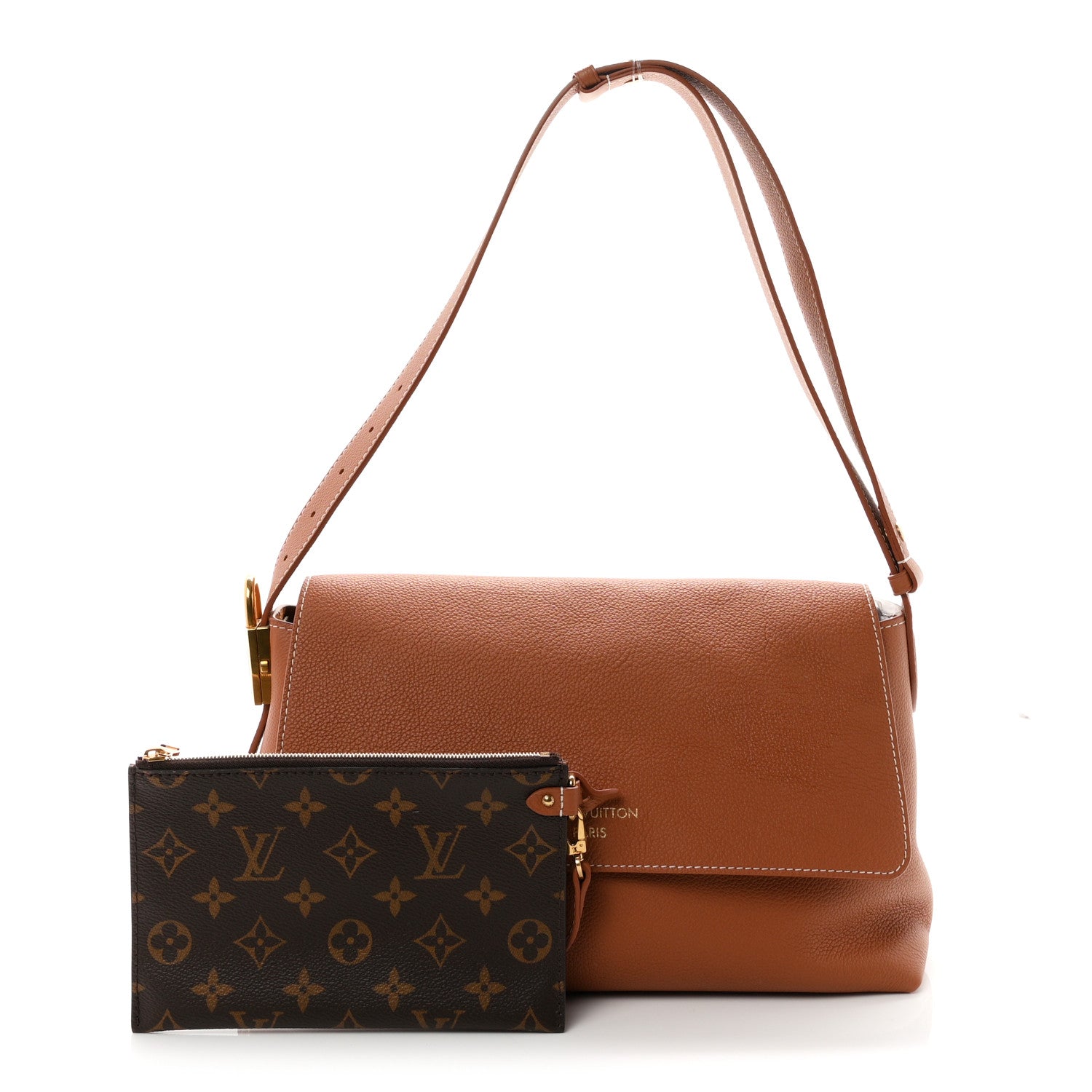 Grained Calfskin Low Key Messenger Cognac — view 3