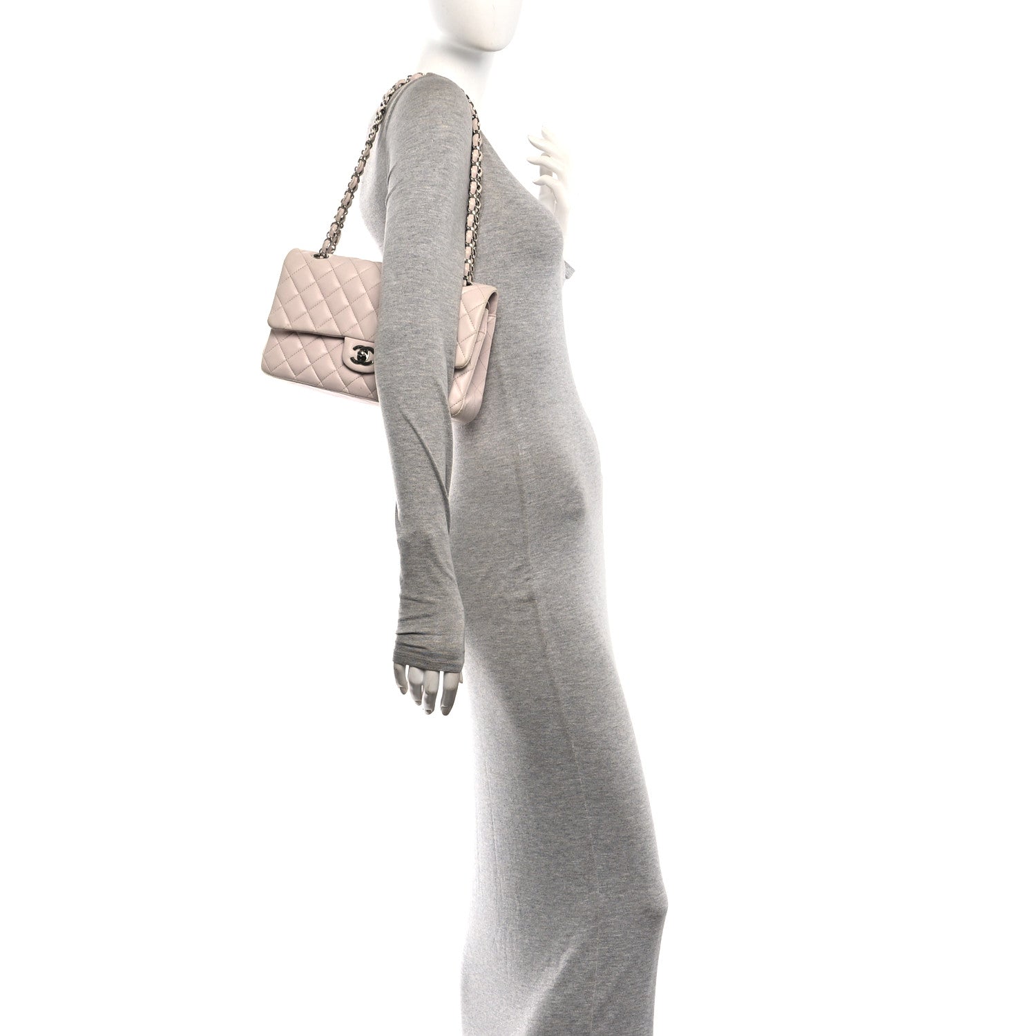 Lambskin Quilted Medium Double Flap Light Pink — view 2