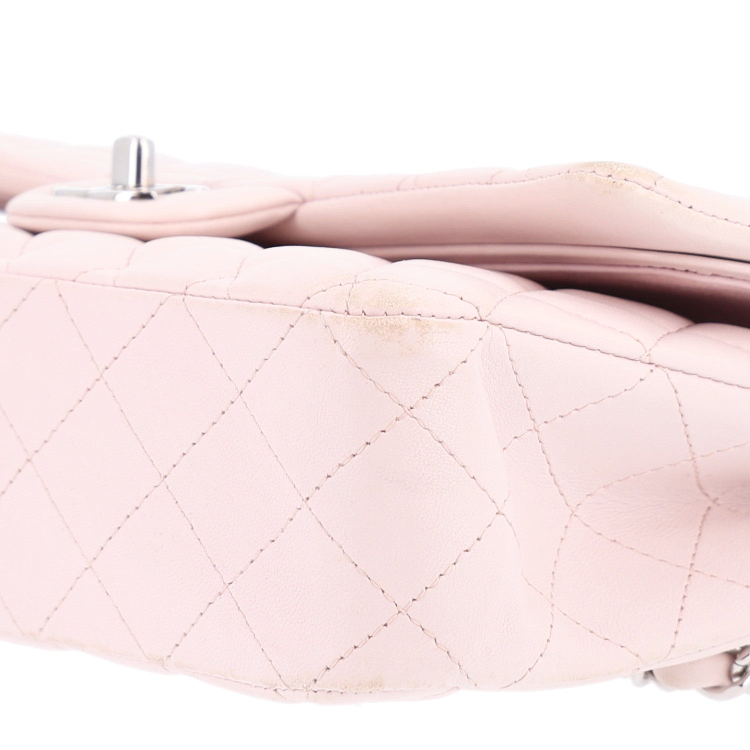 Lambskin Quilted Medium Double Flap Light Pink — view 3