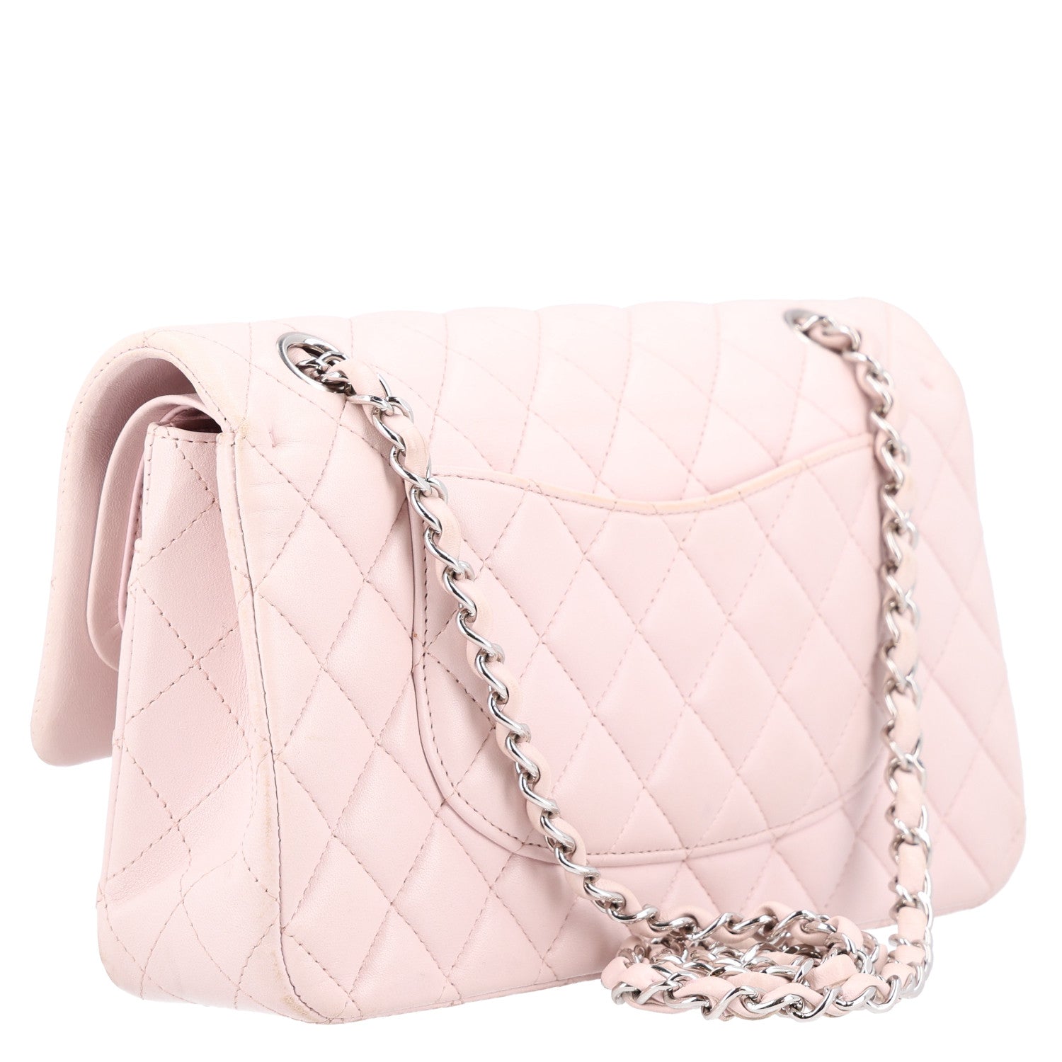 Lambskin Quilted Medium Double Flap Light Pink — view 4