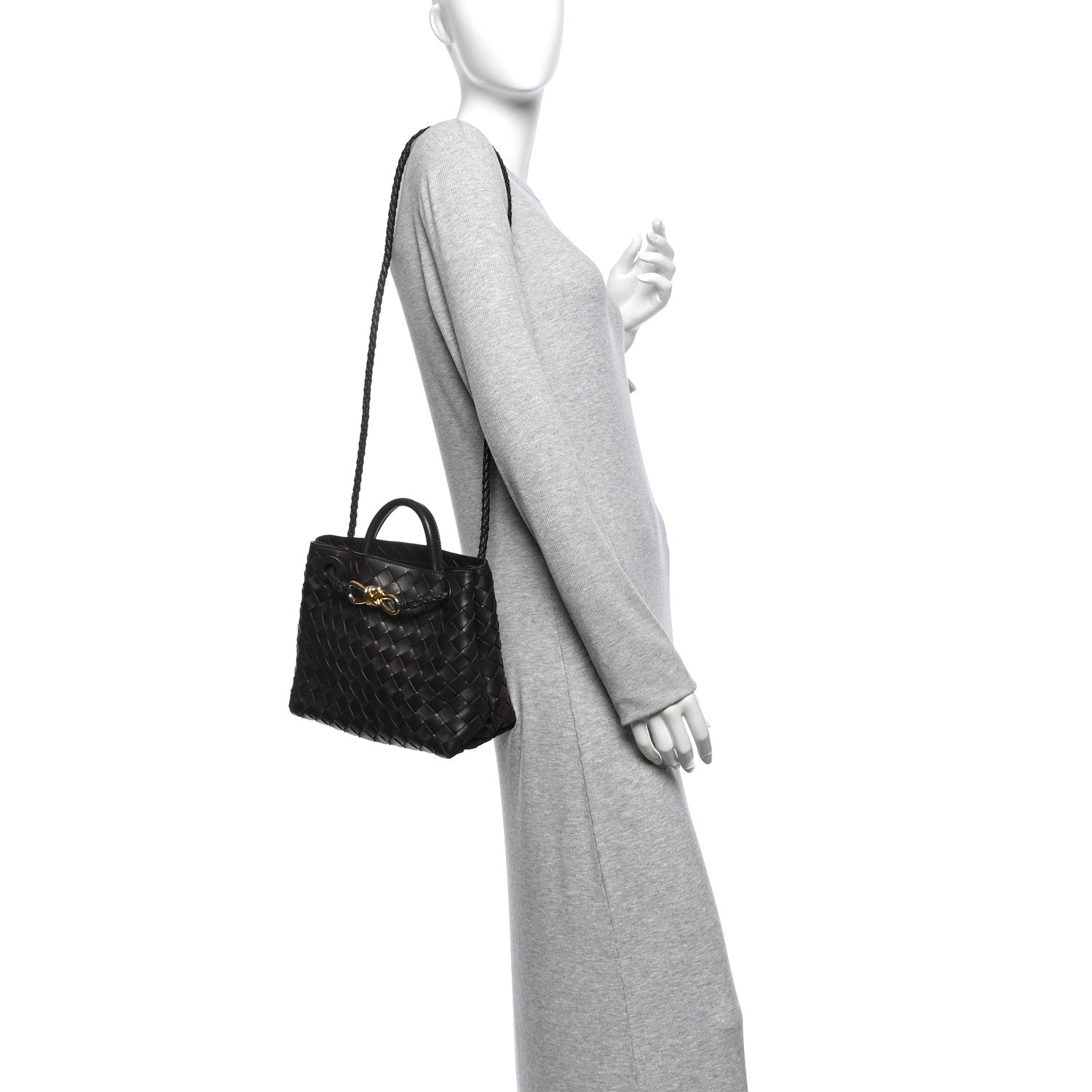 Nappa Intrecciato Small Andiamo Shoulder Bag Fondant — view 2