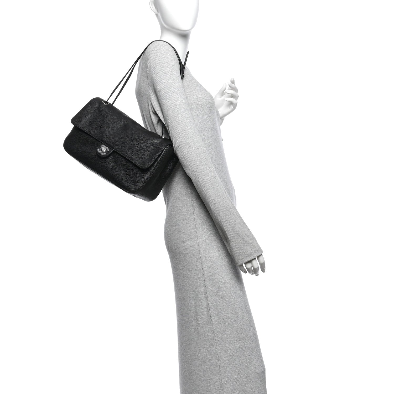Grained Calfskin Small Souplissimo Maxi Flap Black — view 2