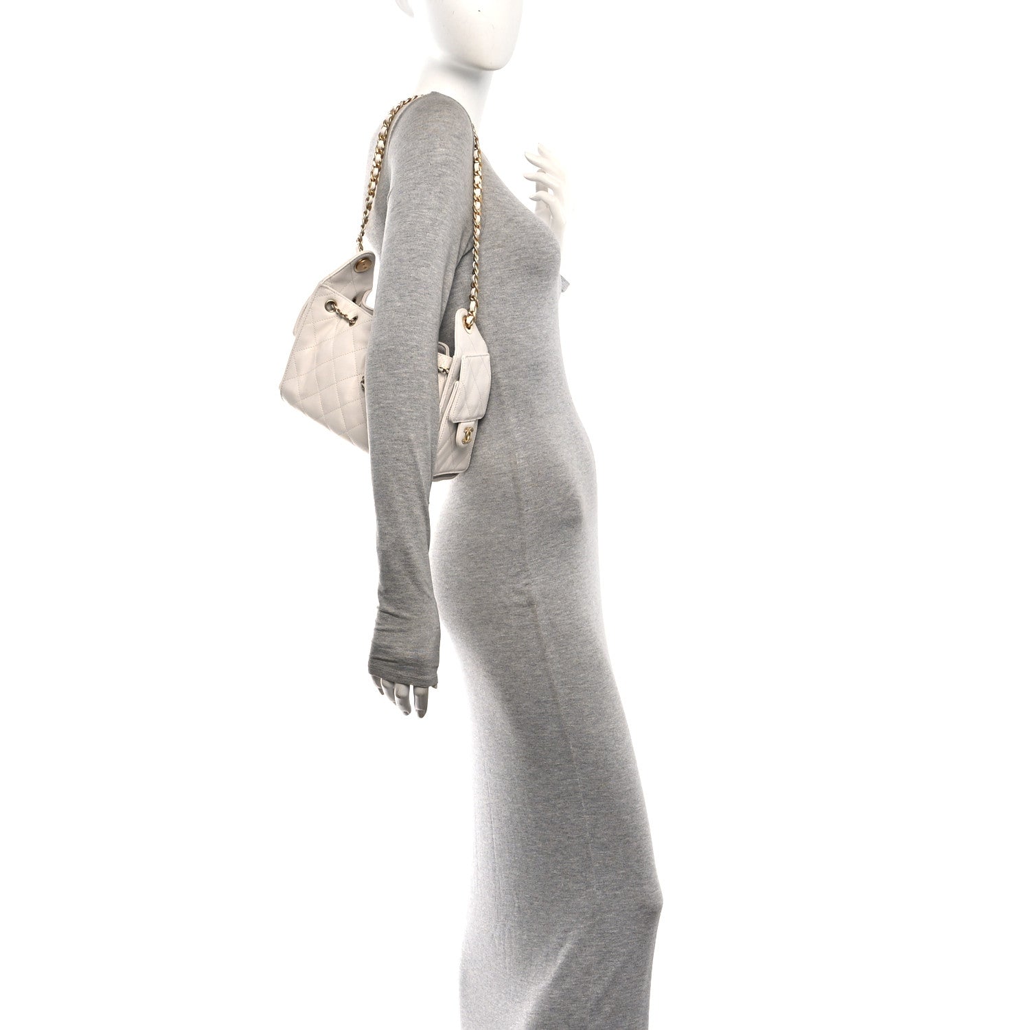 Caviar Quilted Mini Chanel 25 Handbag White White — view 2