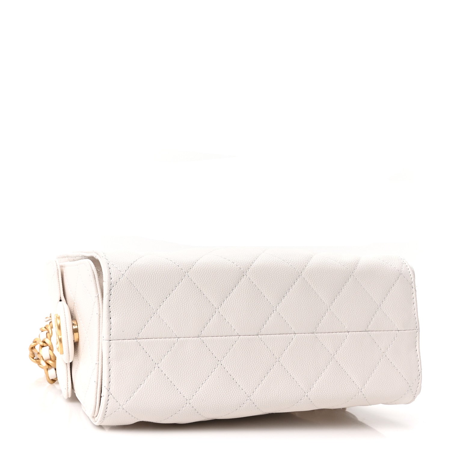 Caviar Quilted Mini Chanel 25 Handbag White White — view 4