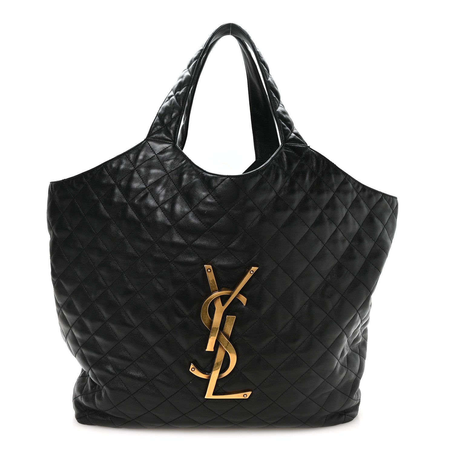 Lambskin Quilted Maxi Icare Shopping Tote Black