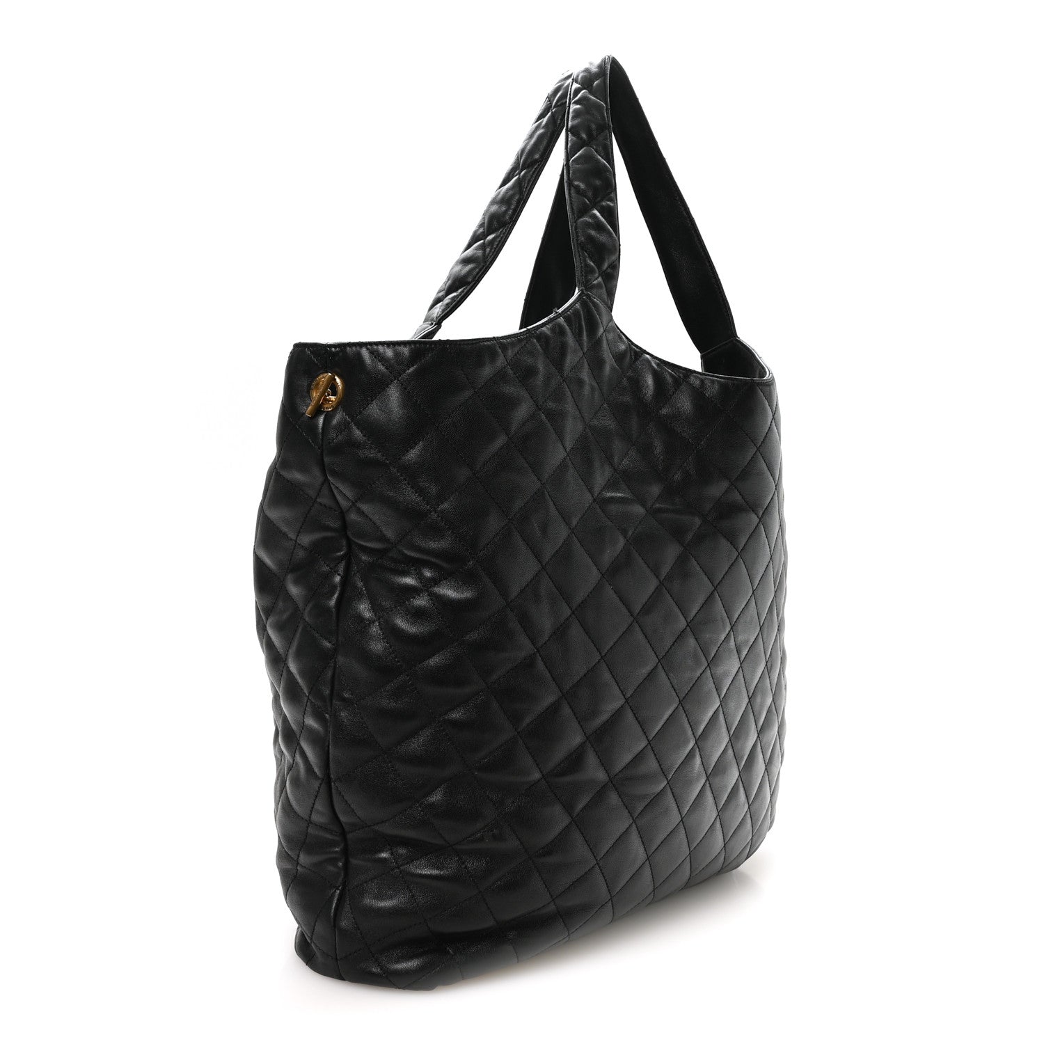 Lambskin Quilted Maxi Icare Shopping Tote Black — view 2