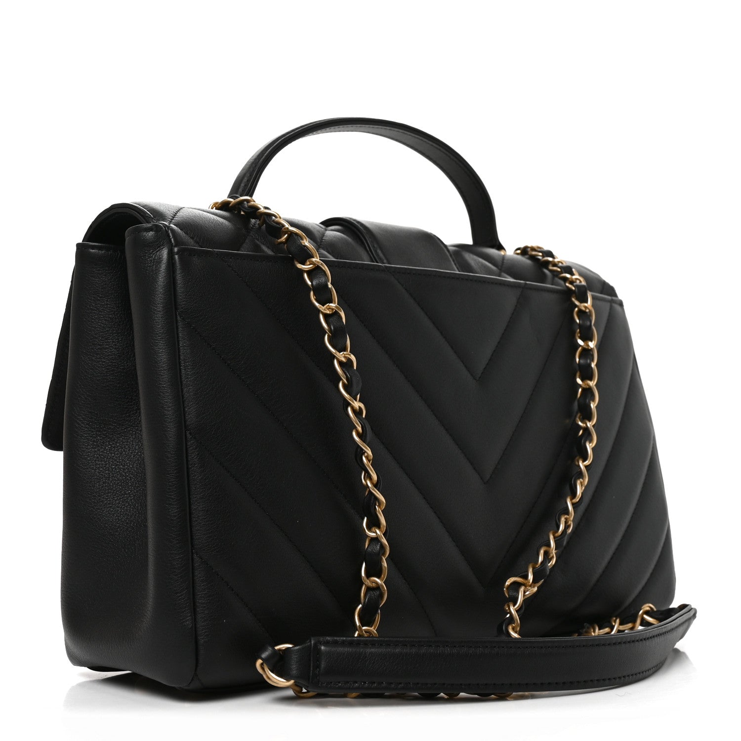 Calfskin Quilted Chevron In The City Bag Black — view 3