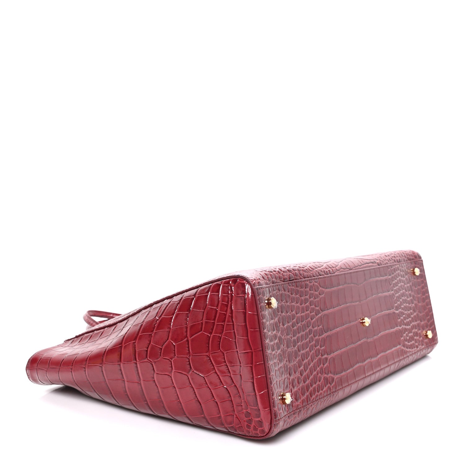 Calfskin Crocodile Embossed Archetype Large Shopping Tote Burgundy Burgundy — view 4
