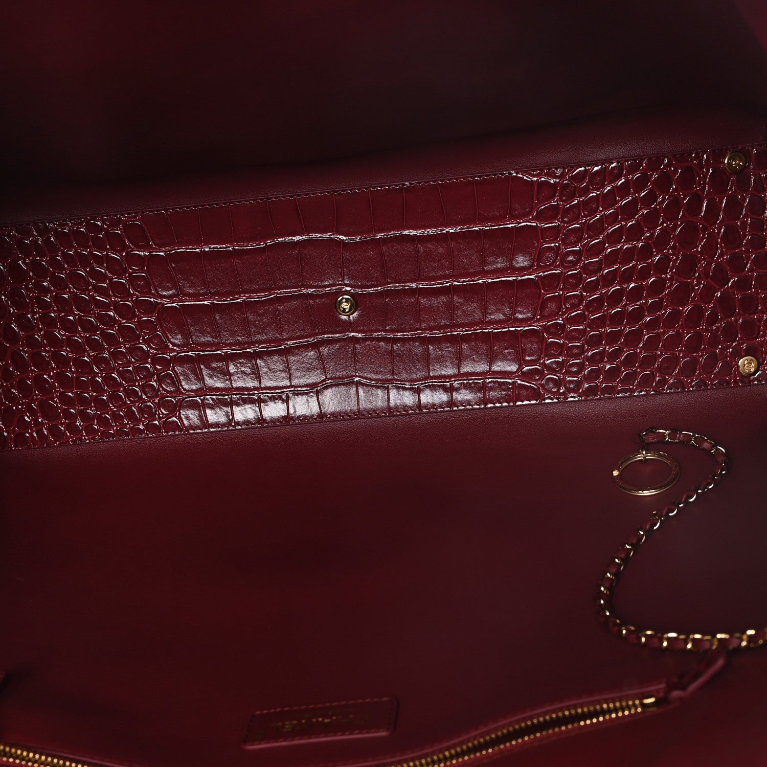 Calfskin Crocodile Embossed Archetype Large Shopping Tote Burgundy Burgundy — view 5